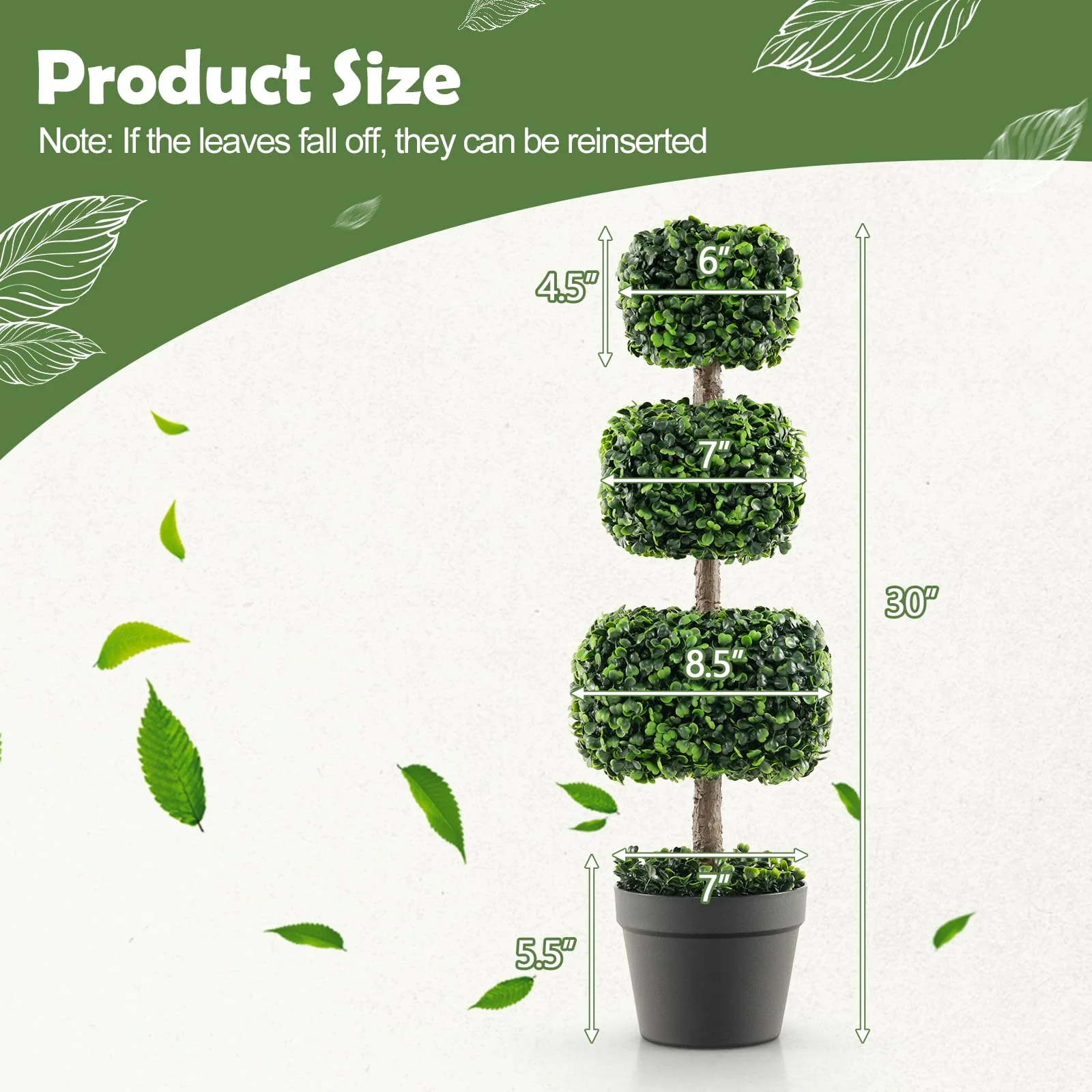 Goplus 35¡± Artificial Boxwood Topiary Tree - Image 7