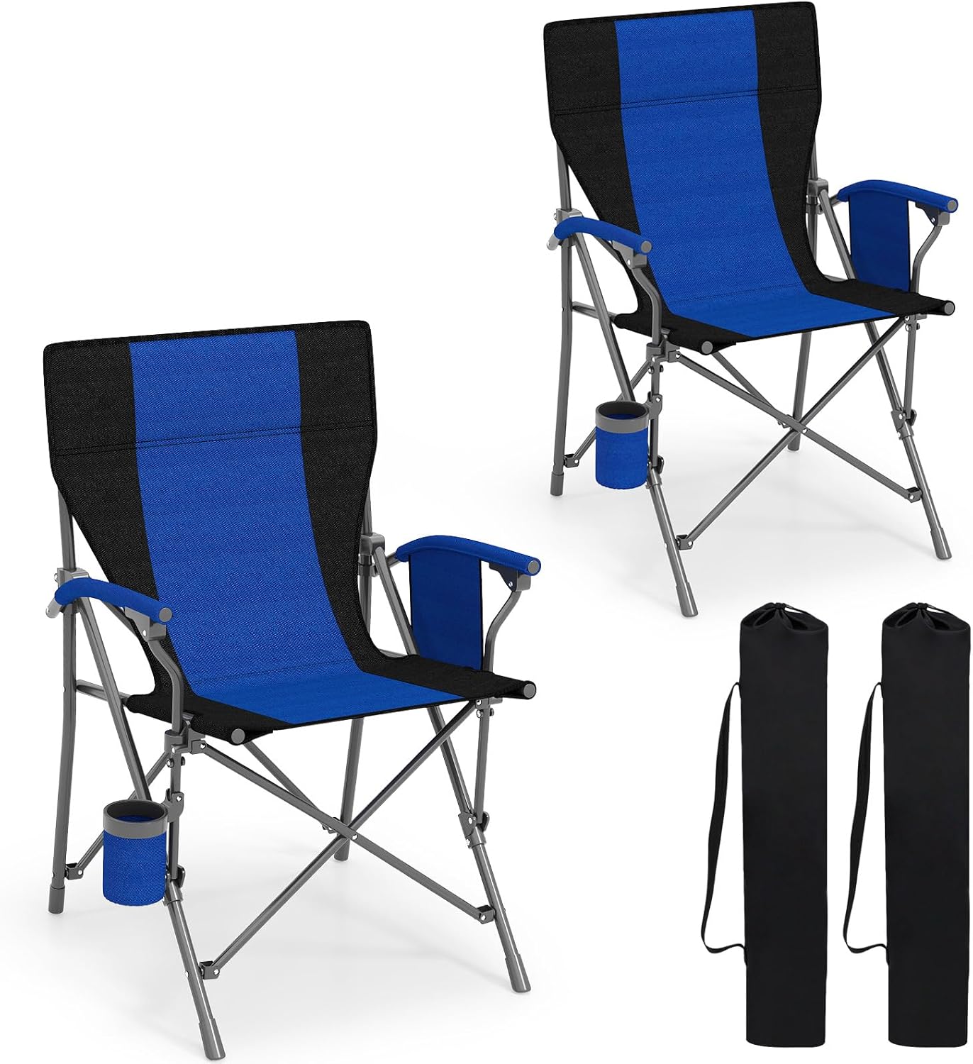 Goplus 350 LBS Portable Lawn Chair for Adults with Padded Armrests and Cup Holder - Image 12
