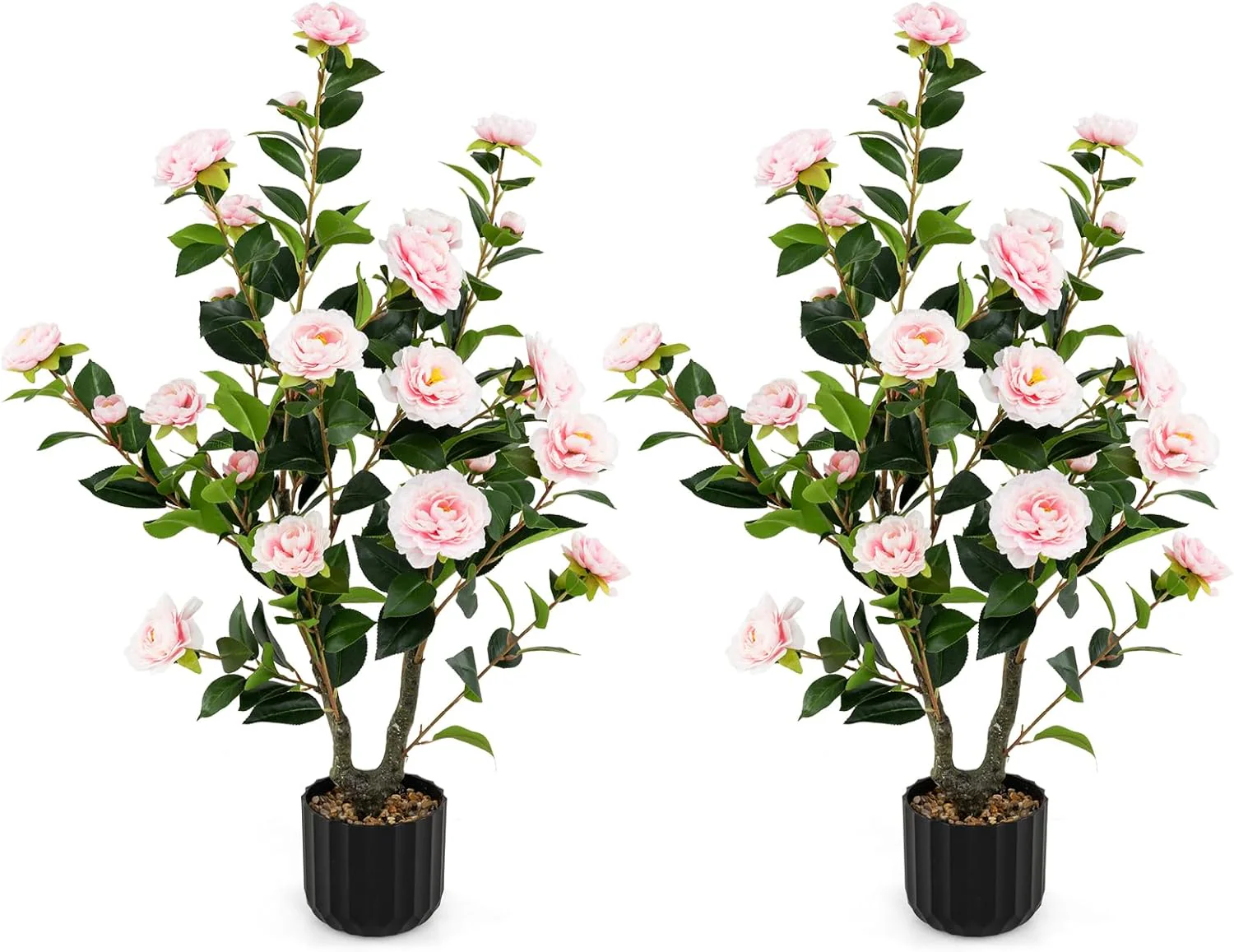 Goplus 38" Artificial Camellia Tree Flower Plants Artificial Tree - Image 15