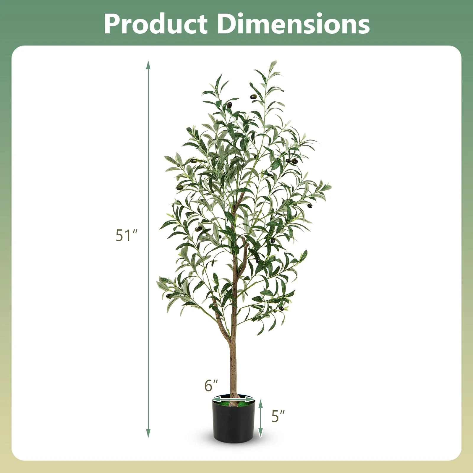 Goplus 4.5ft Artificial Olive Tree, Tall Fake Potted Olive Silk Tree with Realistic Fruits, 2 Pack - Image 7