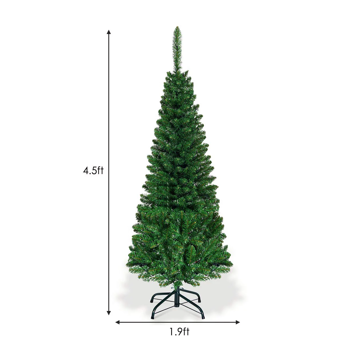 Goplus 4.5FT / 6.5FT / 7.5FT Prelit Pencil Christmas Tree, Premium Hinged Fir Tree - Image 7
