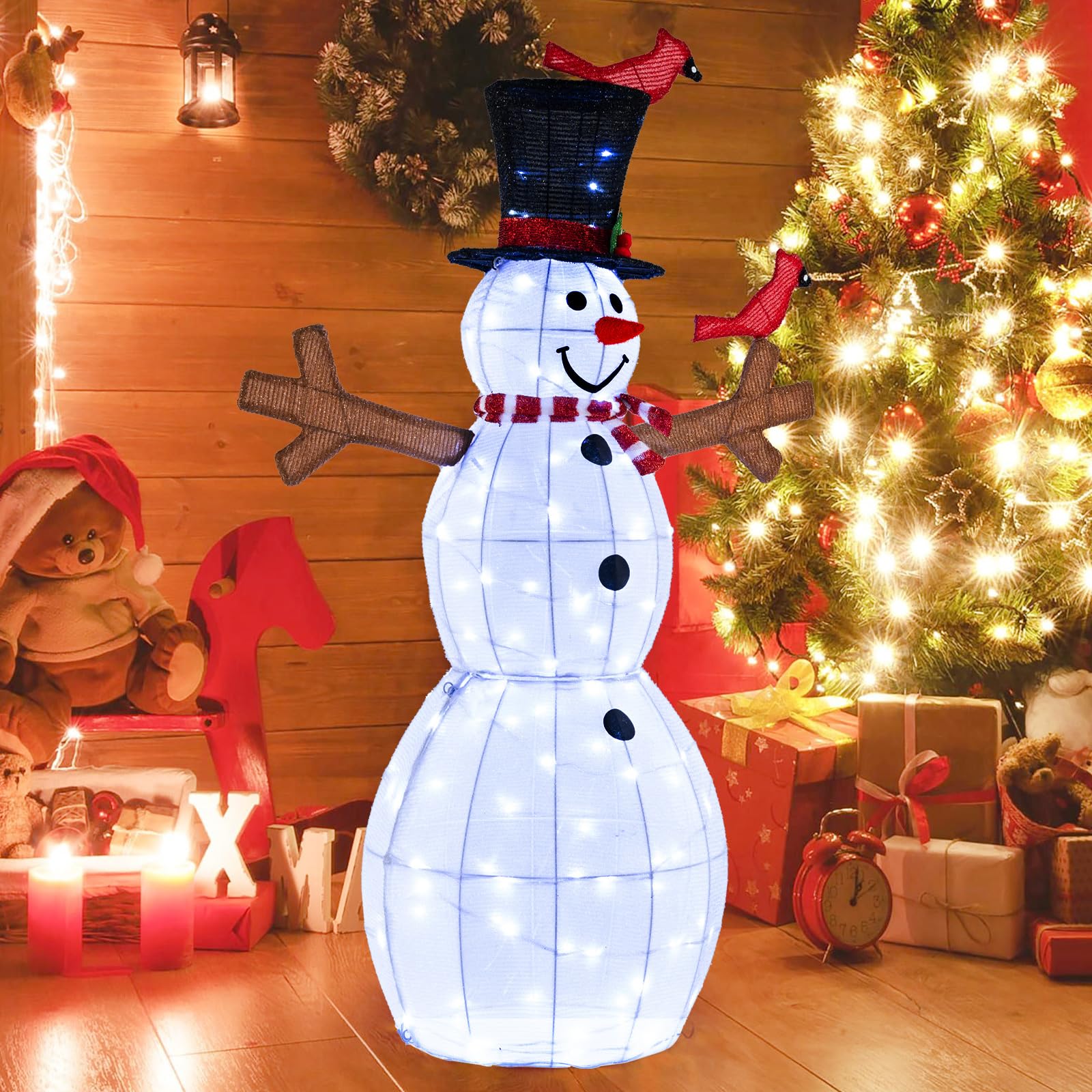 Goplus 4.8 FT Light Up Christmas Snowman with 120 LED Lights - Image 2