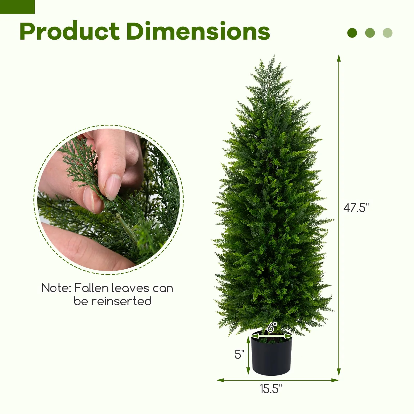Goplus 4 FT Artificial Faux Cedar Cypress Plants in Cement-Filled Pots Set of 2 - Image 5