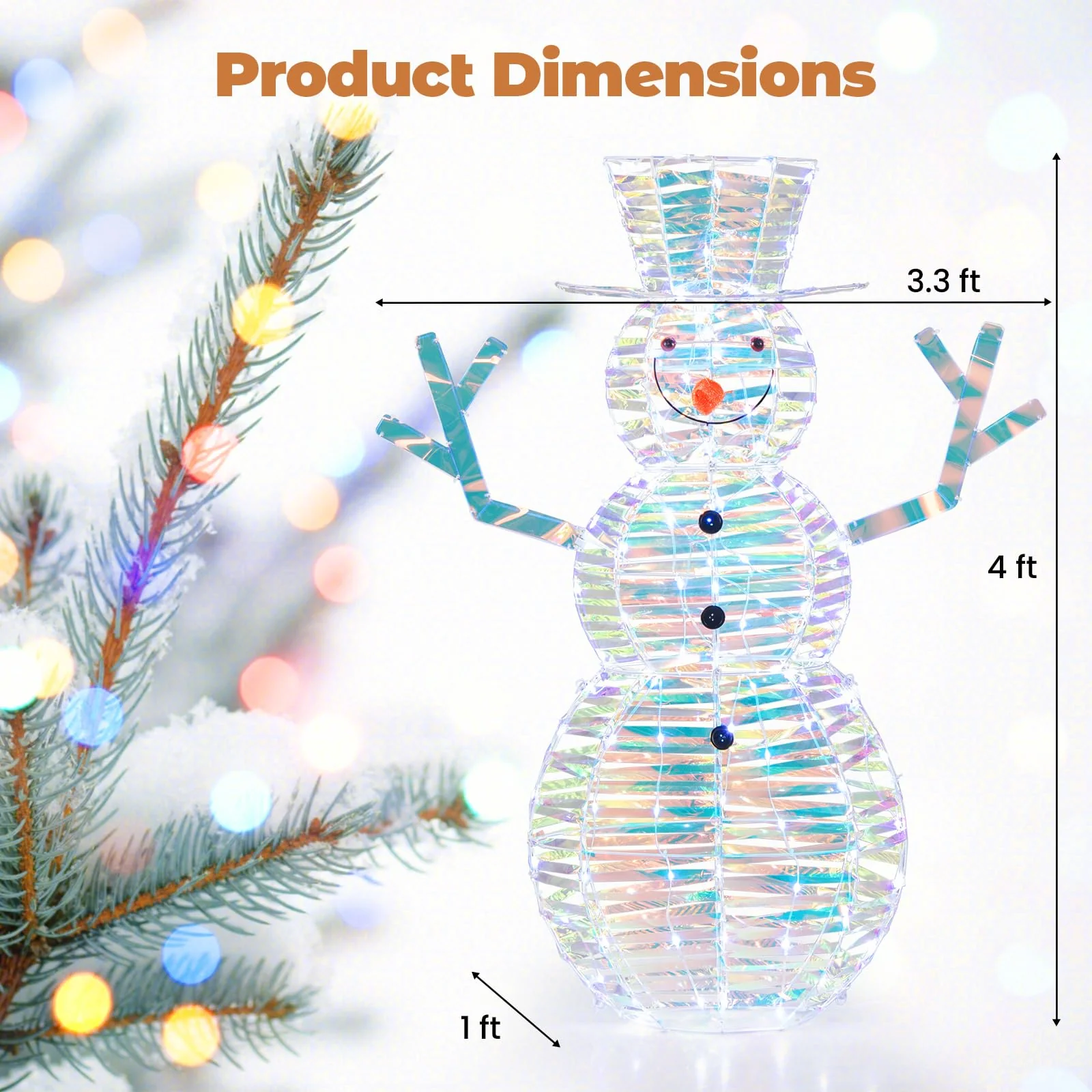 Goplus 4 FT Lighted Christmas Snowman, Light-up Xmas Holiday Decoration with 100 LED Lights - Image 8