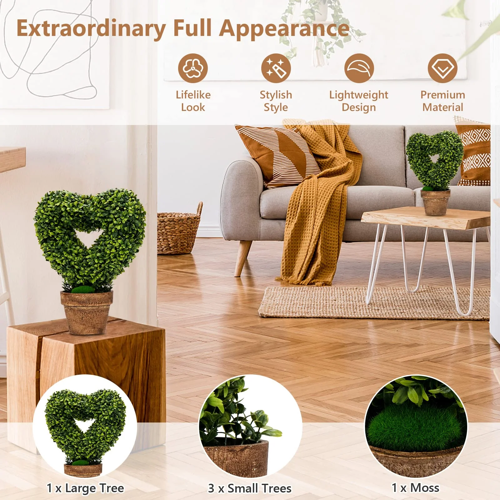 Goplus 4 Pack Artificial Boxwood Topiary Trees - Image 6
