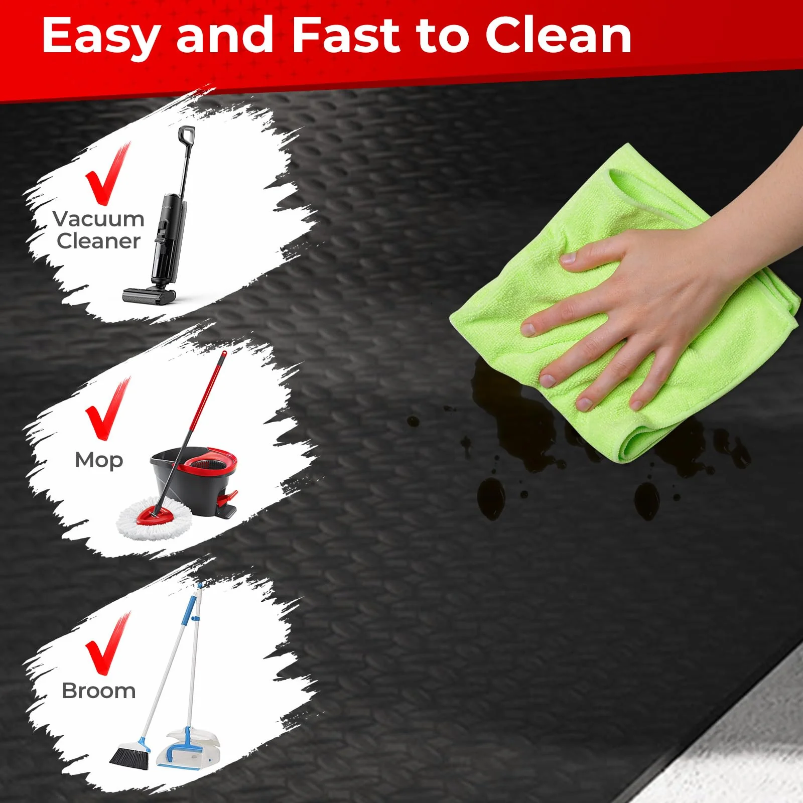 Goplus 4 PCS 7.7 x 3.8 FT Garage Floor Mats with 3D Diamond Textures - Image 5