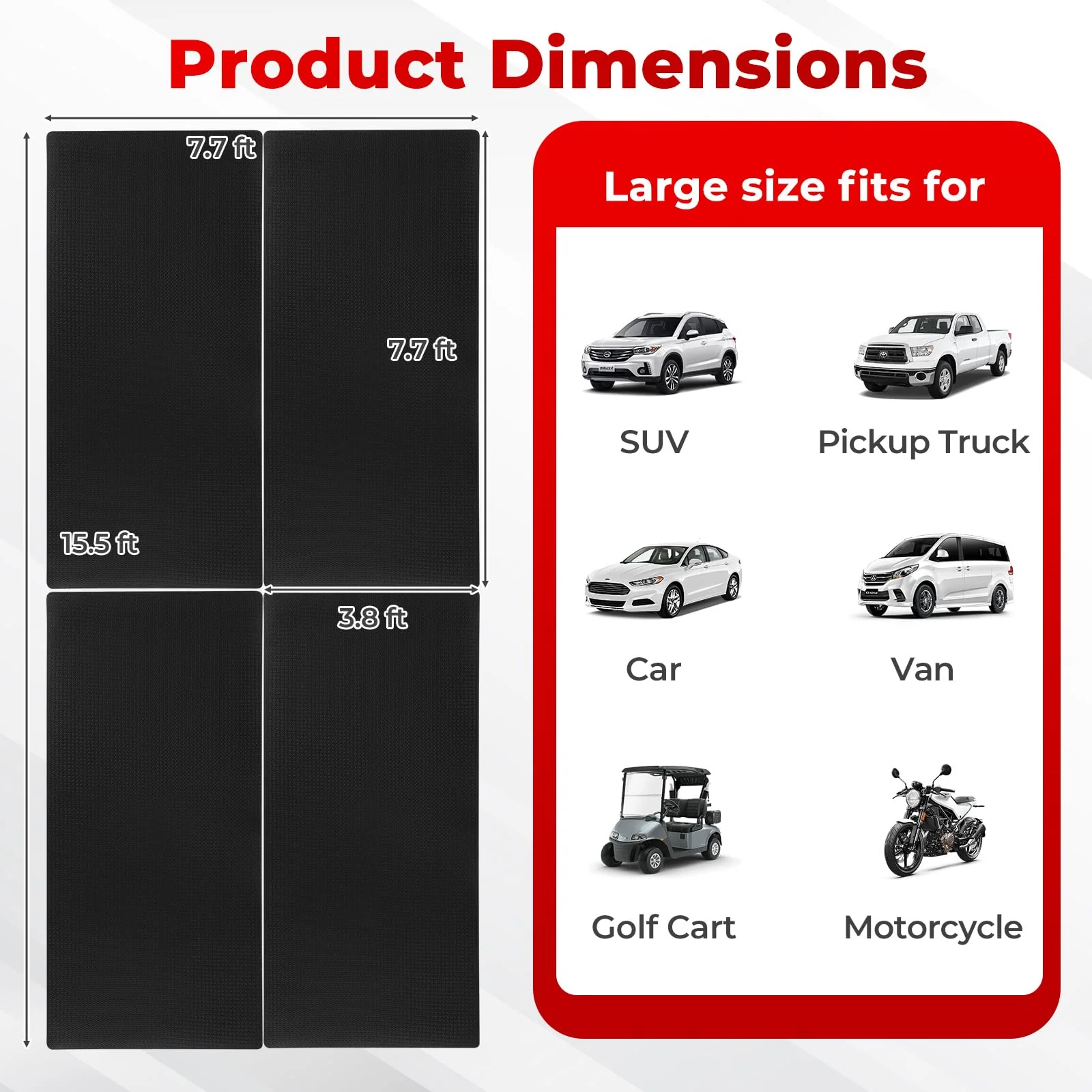 Goplus 4 PCS 7.7 x 3.8 FT Garage Floor Mats with 3D Diamond Textures - Image 7