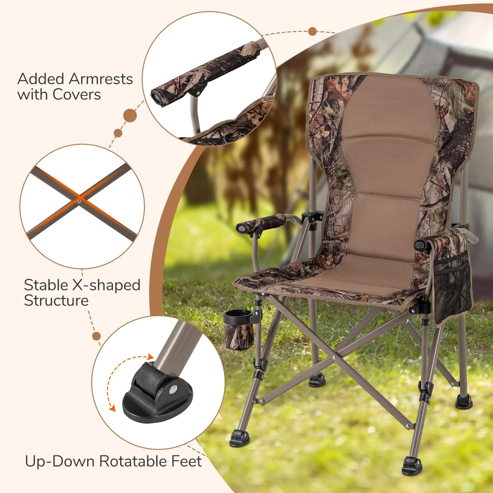 Goplus 400 LBS Support Lawn Chair with Armrests with Covers - Image 5
