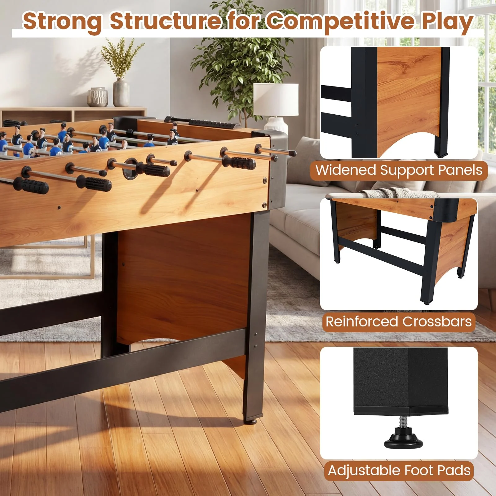 Goplus 47" Competition Full Size Soccer Game Table with 22 Players 2 Balls - Image 7