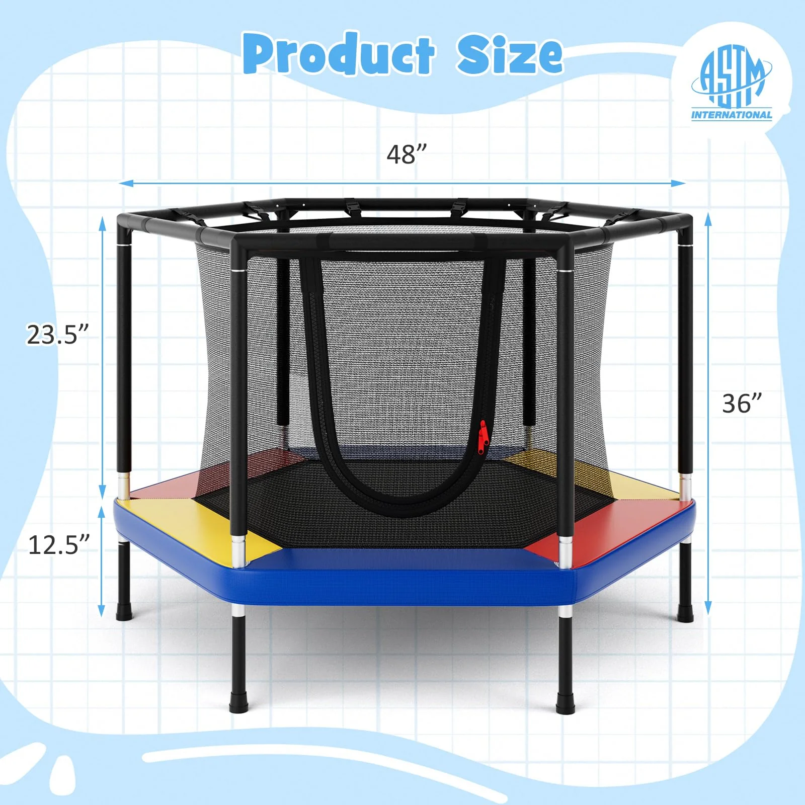 Goplus 48" Recreational Trampoline for Kids with Safety Enclosure Net - Image 7