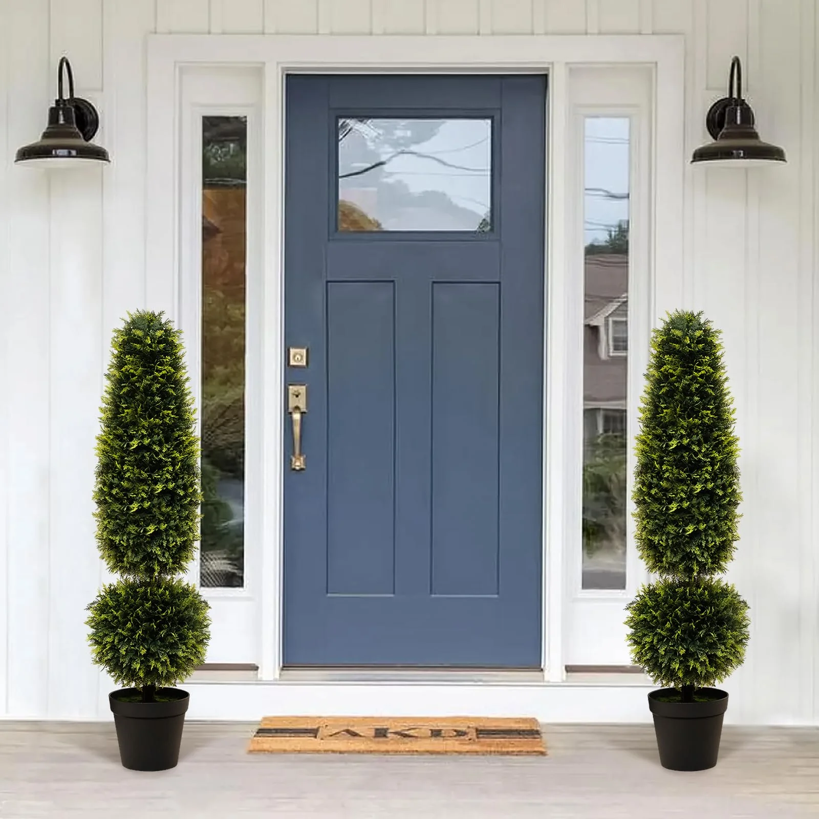 Goplus 4FT Artificial Boxwood Topiary Tree, Faux Potted Plants with Natural Vines - Image 2