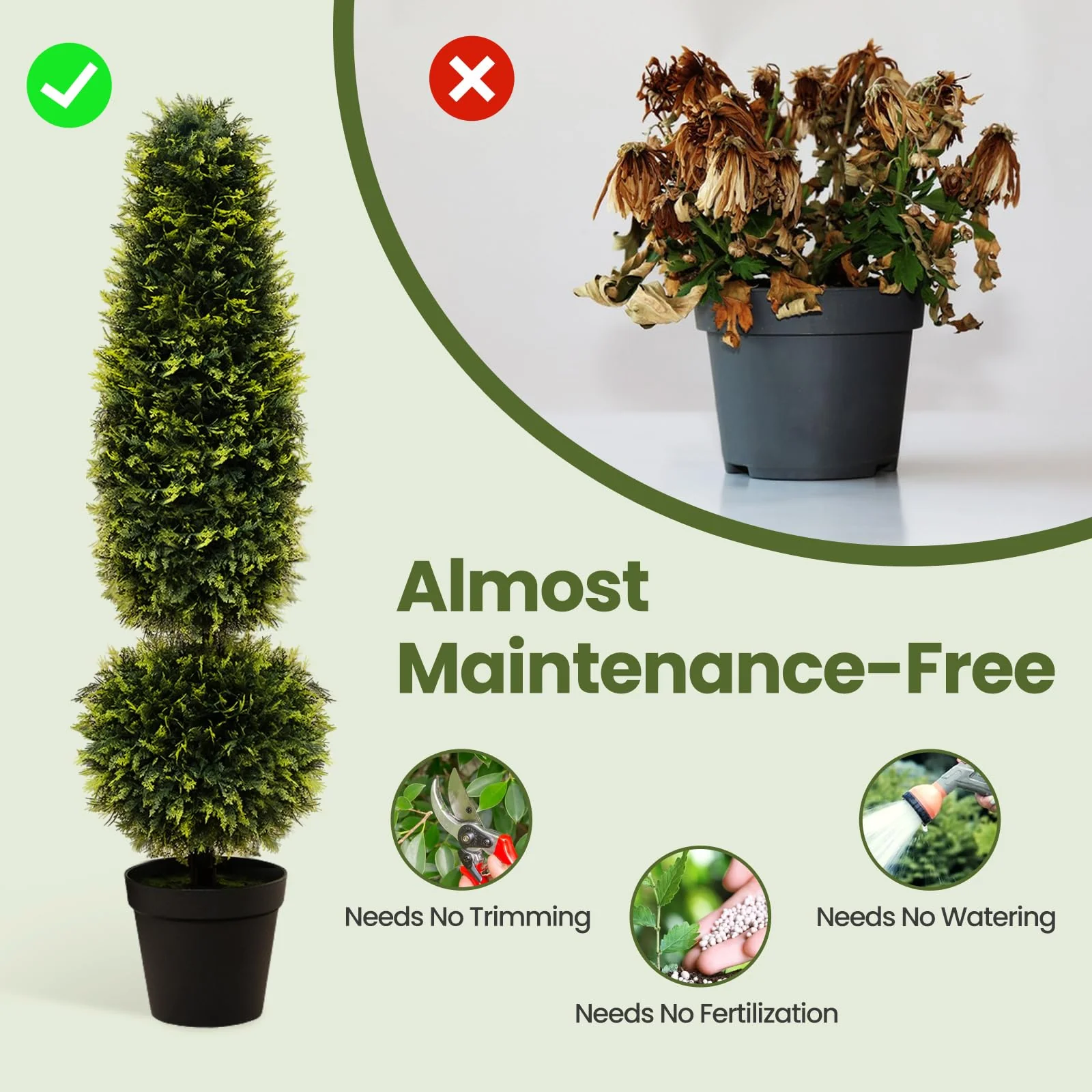 Goplus 4FT Artificial Boxwood Topiary Tree, Faux Potted Plants with Natural Vines - Image 6