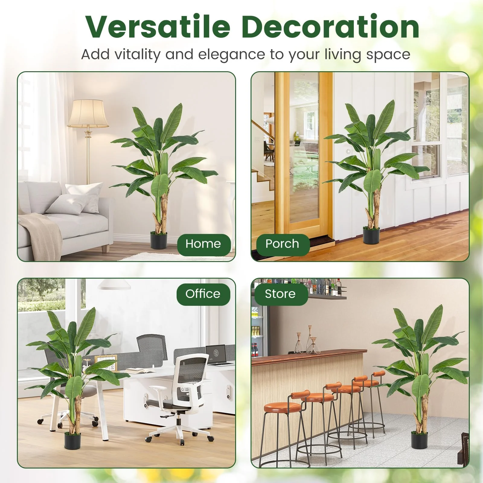 Goplus 5.3ft Tall Bird of Paradise Artificial Plant, Fake Tropical Palm Tree in Nursery Pot - Image 2