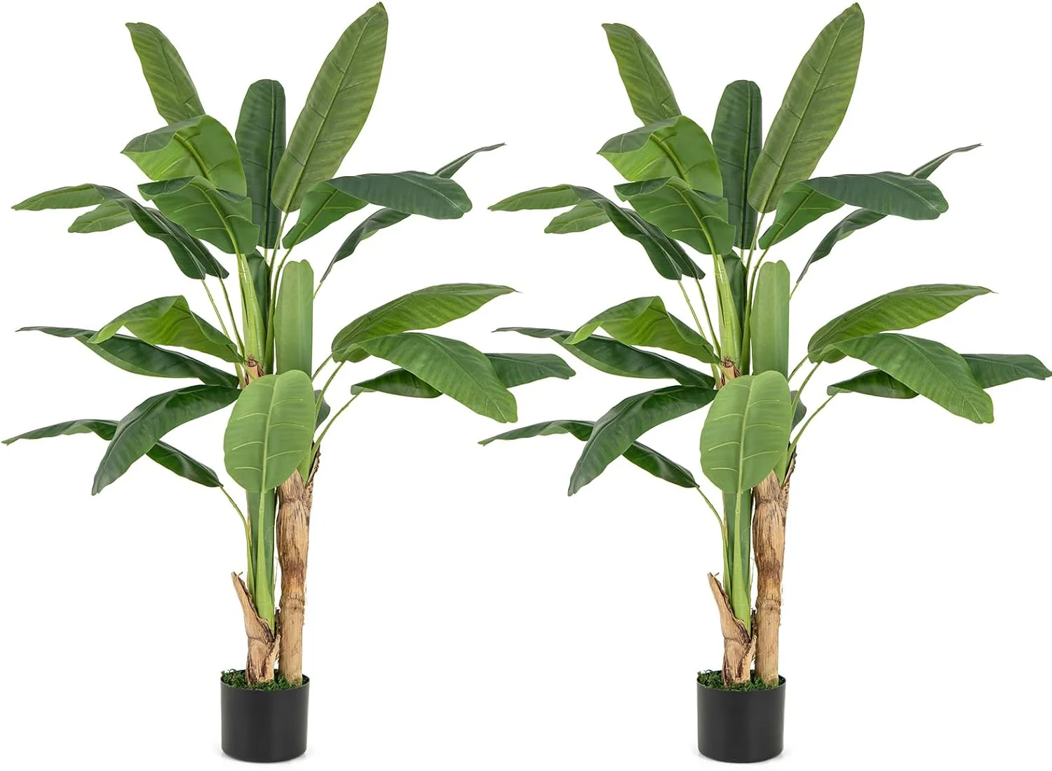 Goplus 5.3ft Tall Bird of Paradise Artificial Plant, Fake Tropical Palm Tree in Nursery Pot - Image 9