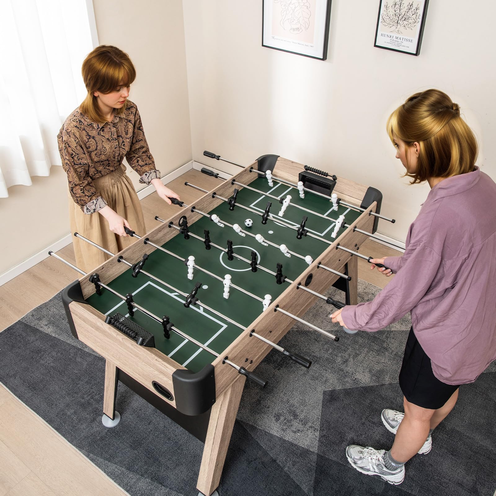 Goplus 54” Foosball Table for Adults, Competition Full Size Soccer Game Table with 2 Balls, 26 Players - Image 2