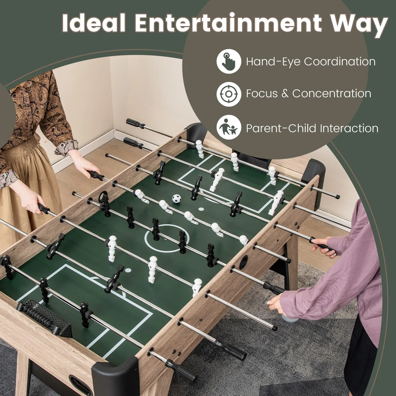 Goplus 54” Foosball Table for Adults, Competition Full Size Soccer Game Table with 2 Balls, 26 Players - Image 8