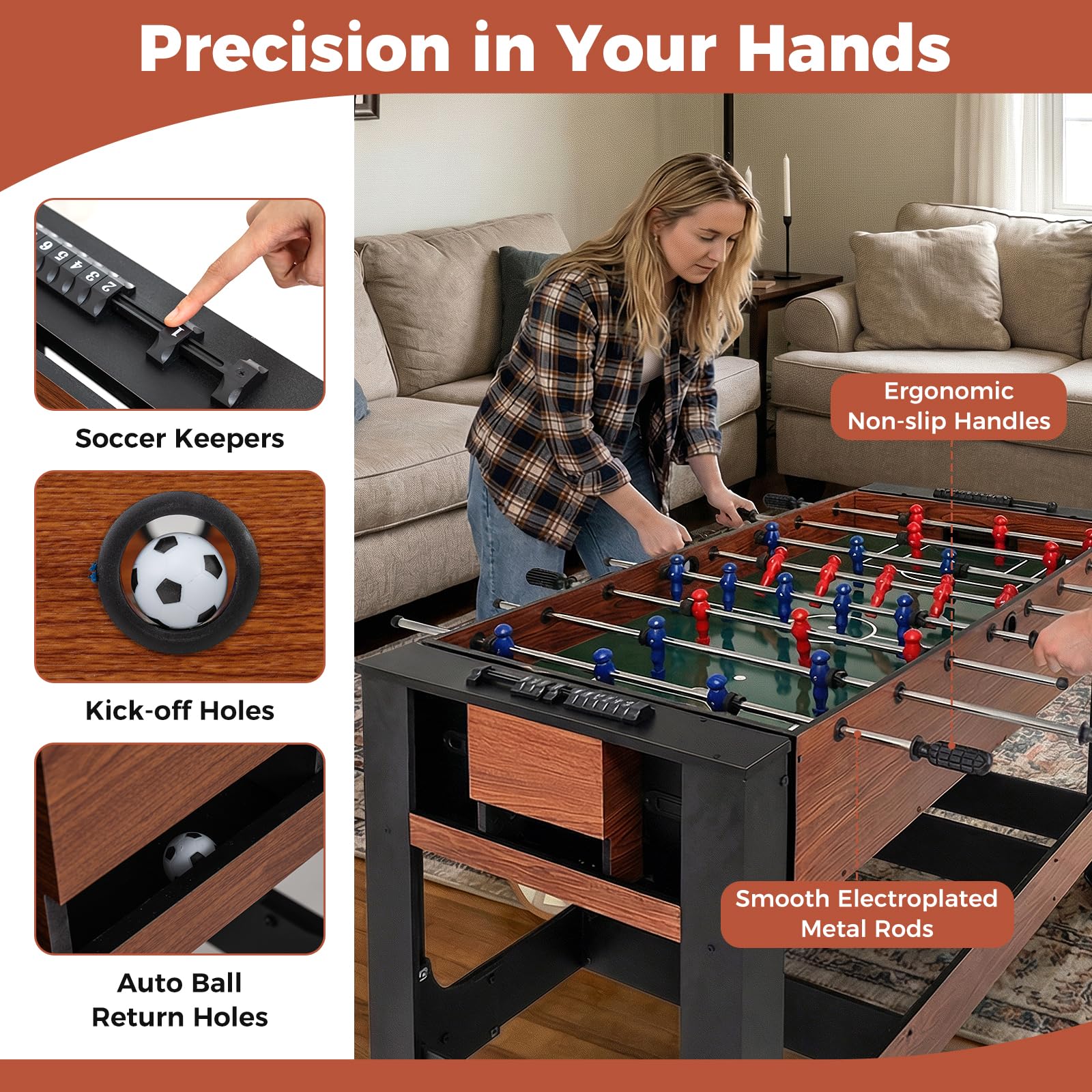 Goplus 54" Full Size Foosball & Pool Combo Table | Indoor Outdoor Combination Arcade Table - Image 4