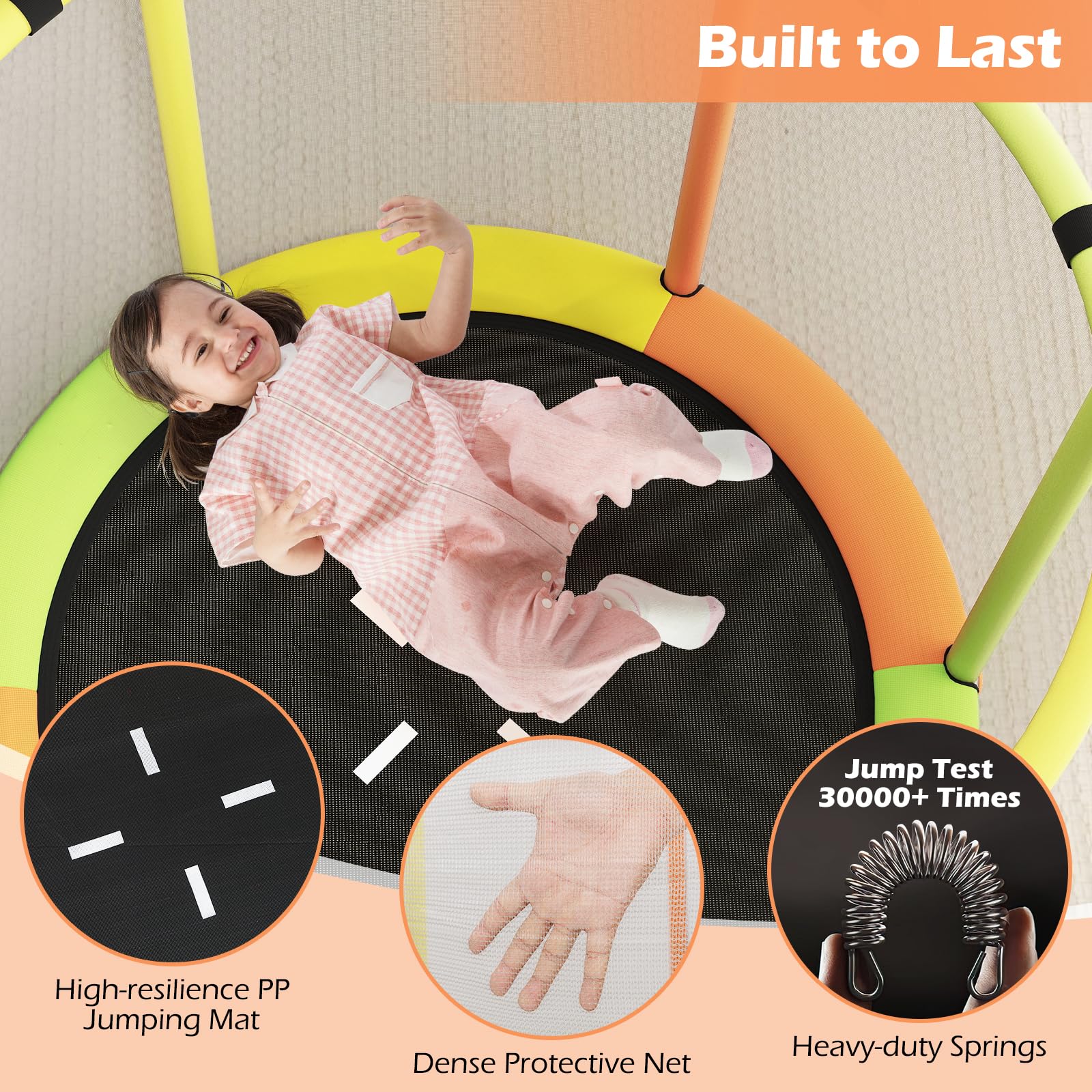 Goplus 55" Mini Trampoline for Kids Up to 440LBS with Hammock & Safety Net - Image 5