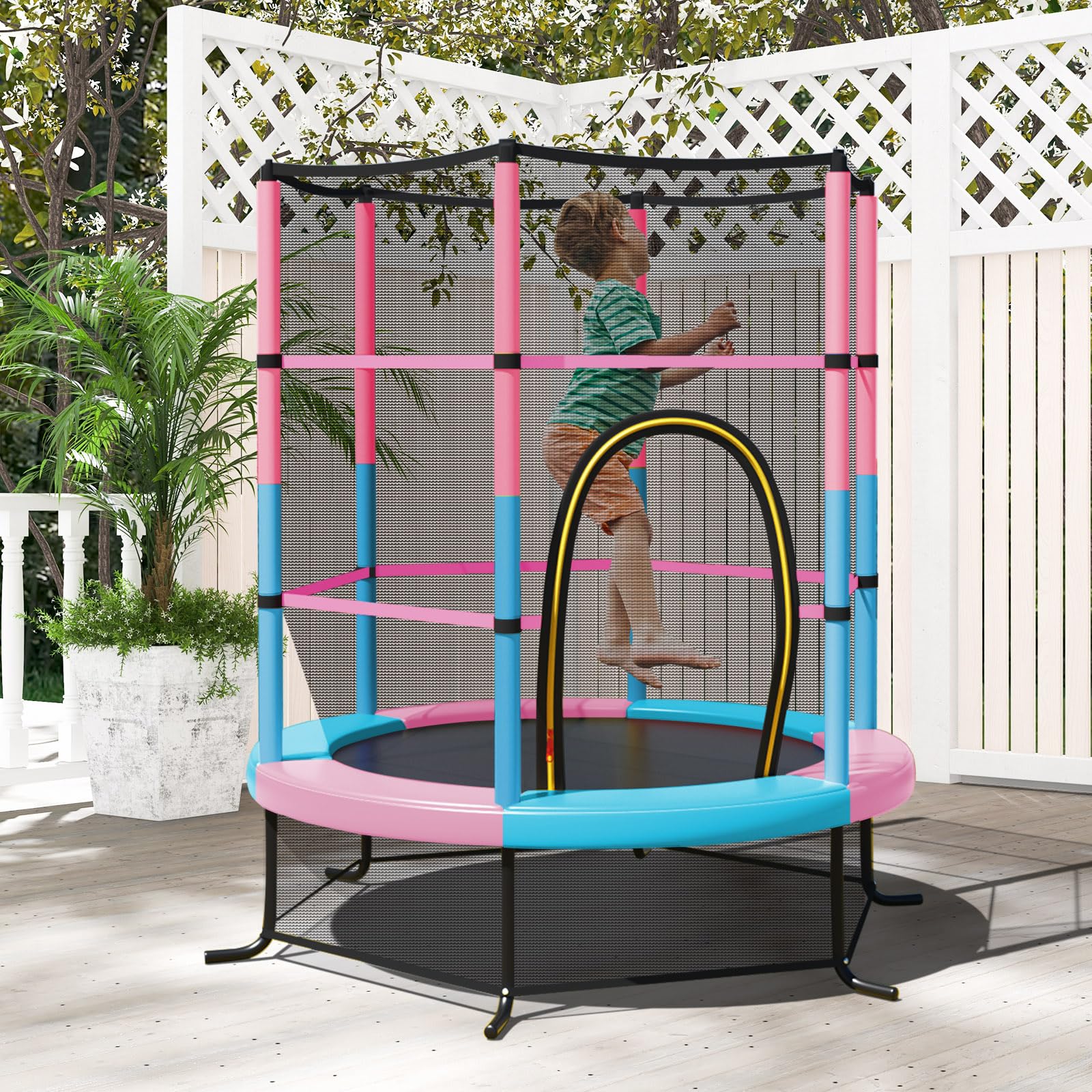 Goplus 55" Trampoline for Kids, 4.6 FT Mini Toddler Trampoline with ASTM Certified, Enclosure Net - Image 9