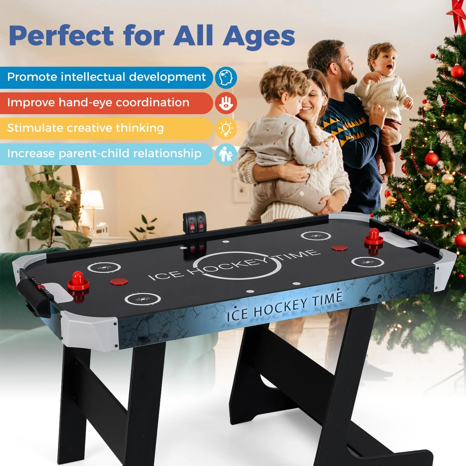 Goplus 56 Inch Air Hockey Arcade Game Table with Digital LED Scoreboard - Image 7