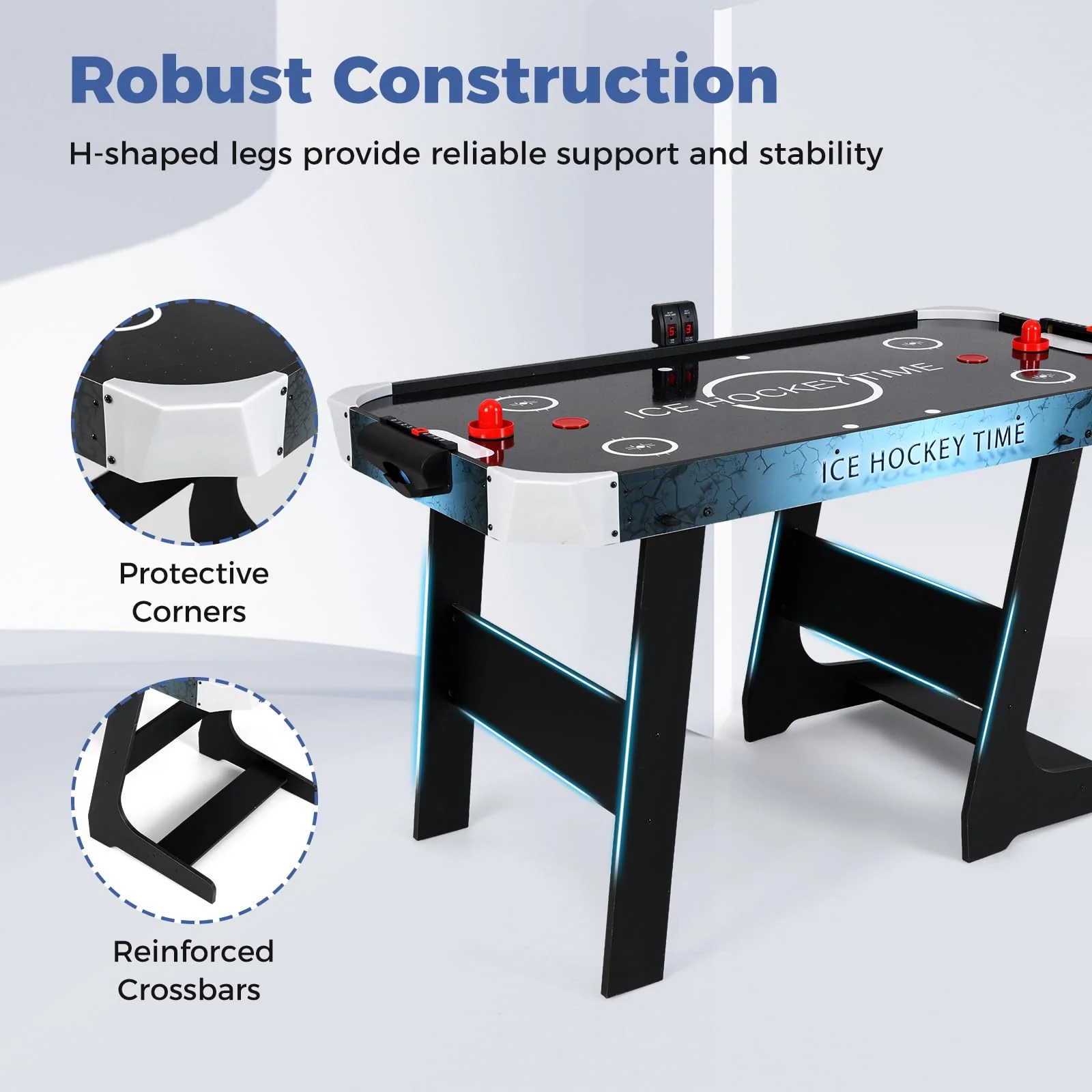 Goplus 56 Inch Air Hockey Arcade Game Table with Digital LED Scoreboard - Image 8