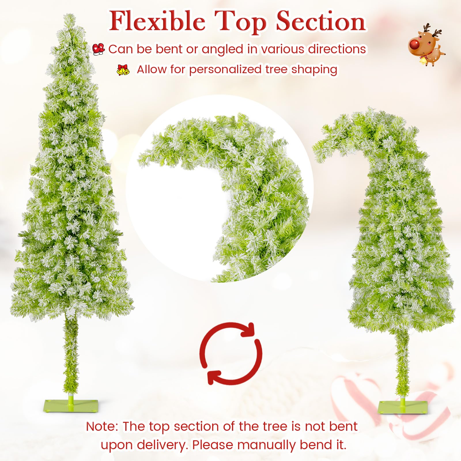 Goplus 5FT / 6FT / 7FT Whimsical Christmas Tree | Bendable Grinchs Xmas Tree - Image 2