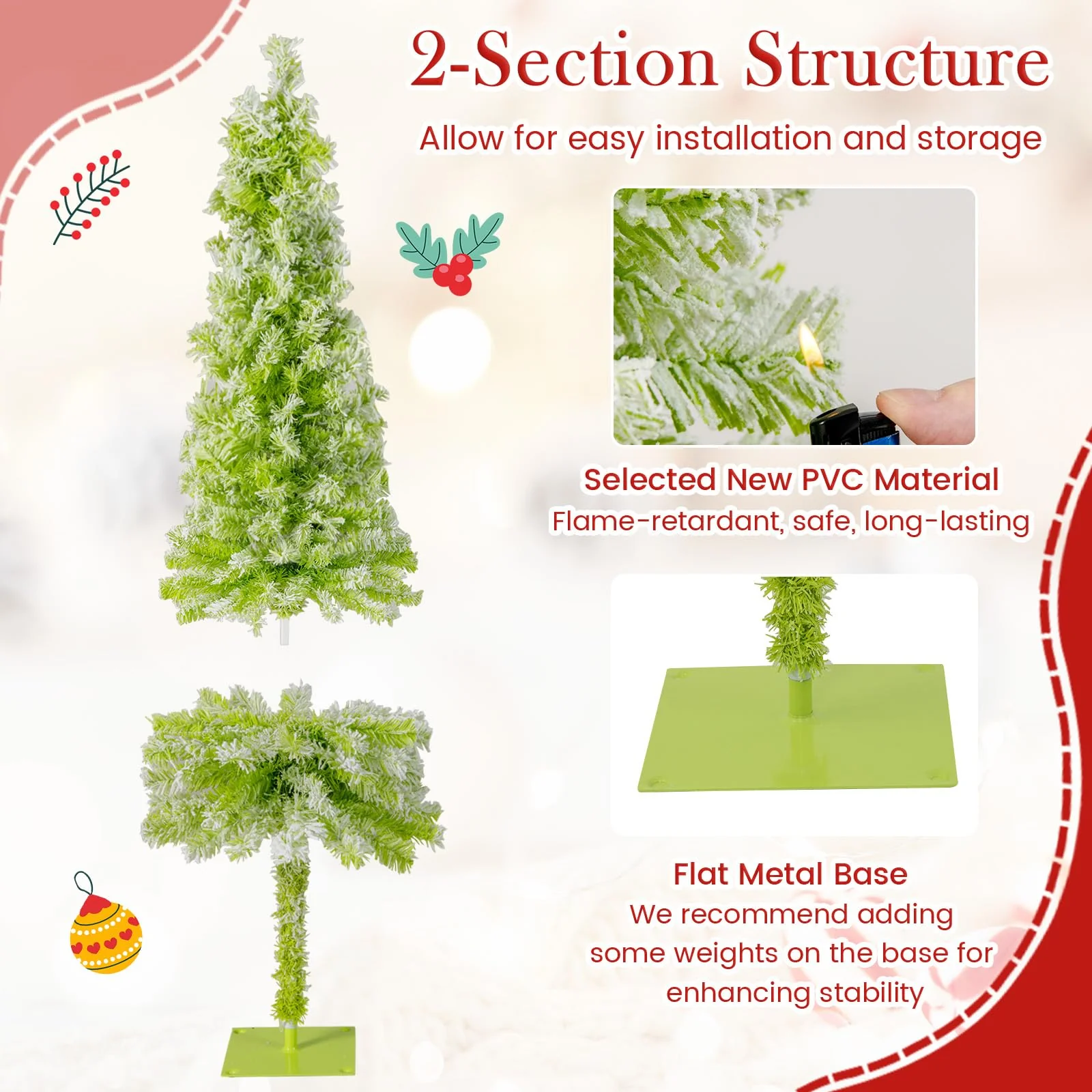 Goplus 5FT / 6FT / 7FT Whimsical Christmas Tree | Bendable Grinchs Xmas Tree - Image 5