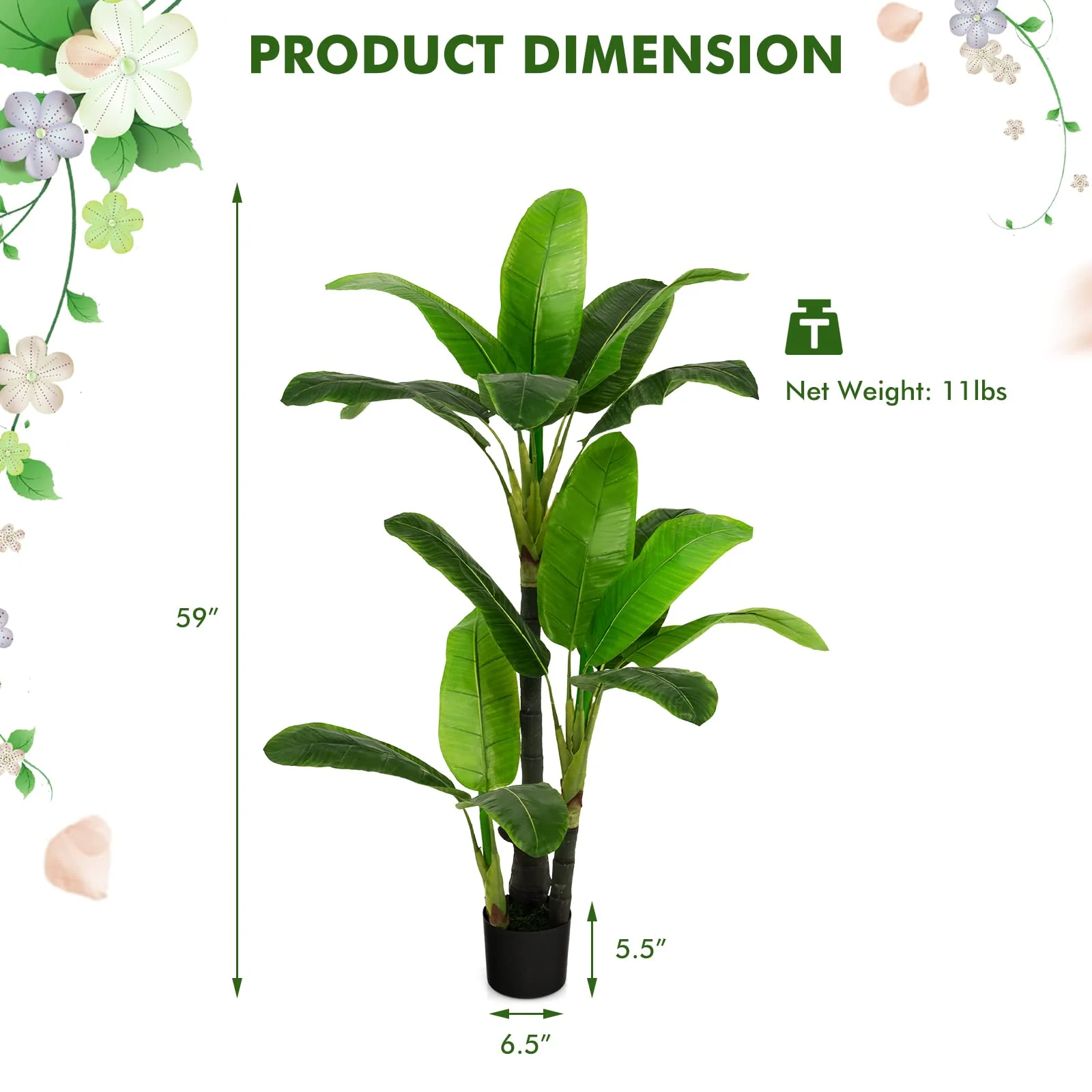 Goplus 5ft Bird of Paradise Artificial Plant, Fake Tropical Palm Tree with 18 Large Leaves - Image 7