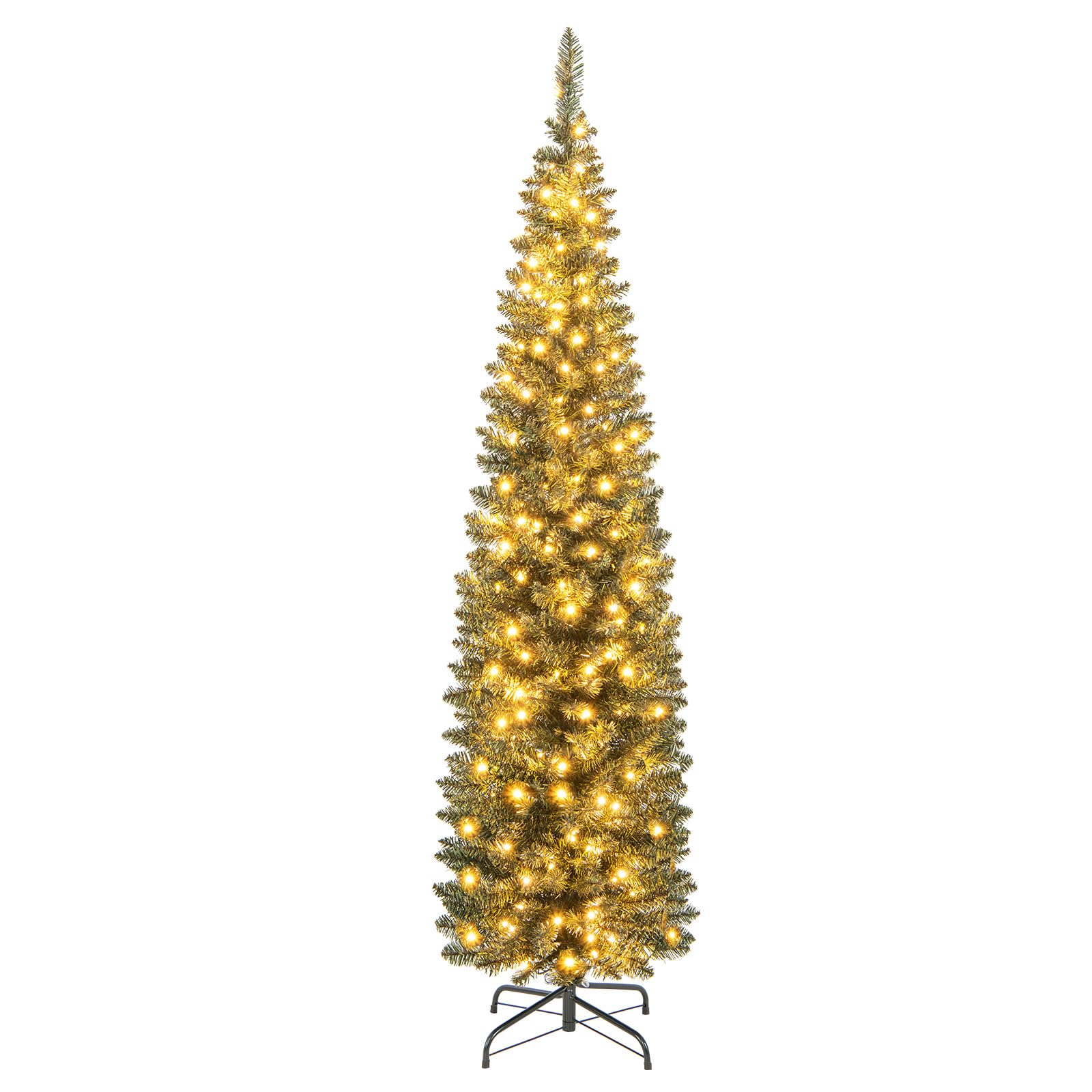 Goplus 5ft Pre-Lit Pencil Christmas Tree, Artificial Slim Xmas Tree with 150 Warm-White LED Lights - Image 9