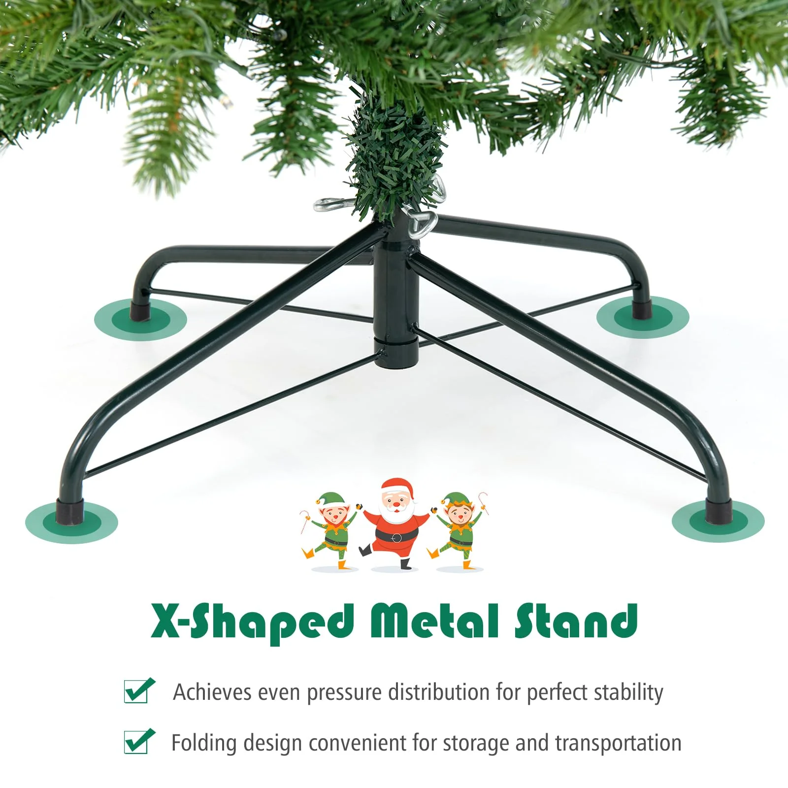 Goplus 5ft Pre-Lit Pencil Christmas Tree, Hinged Artificial Slim Tree with 390 PVC PE Branch Tips - Image 6