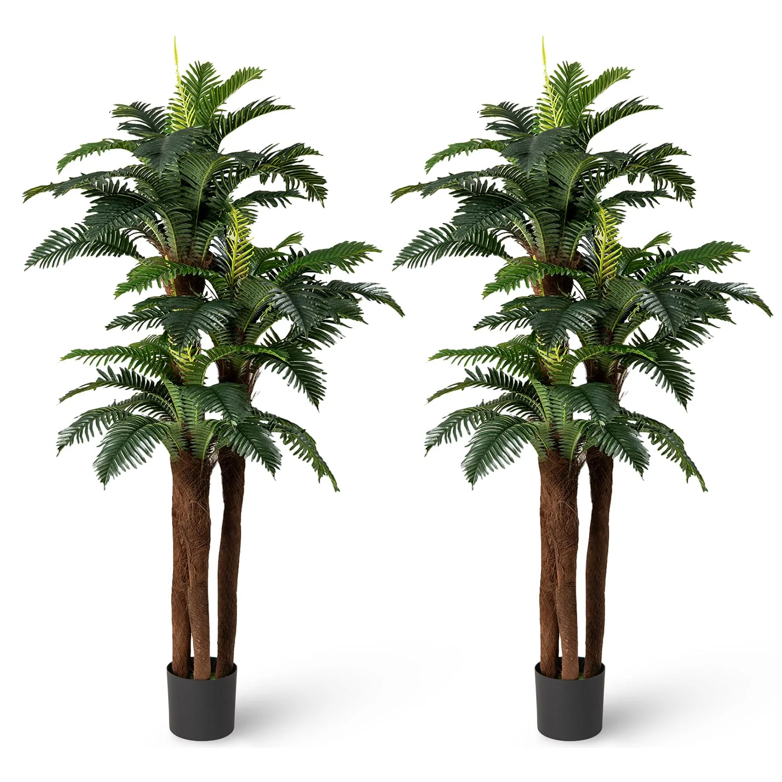 Goplus 6.3 ft Tall Fake Tropical Plant with 45 + 3 Adjustable Leaves 3 Real Barks & Moss (2 Pack)
