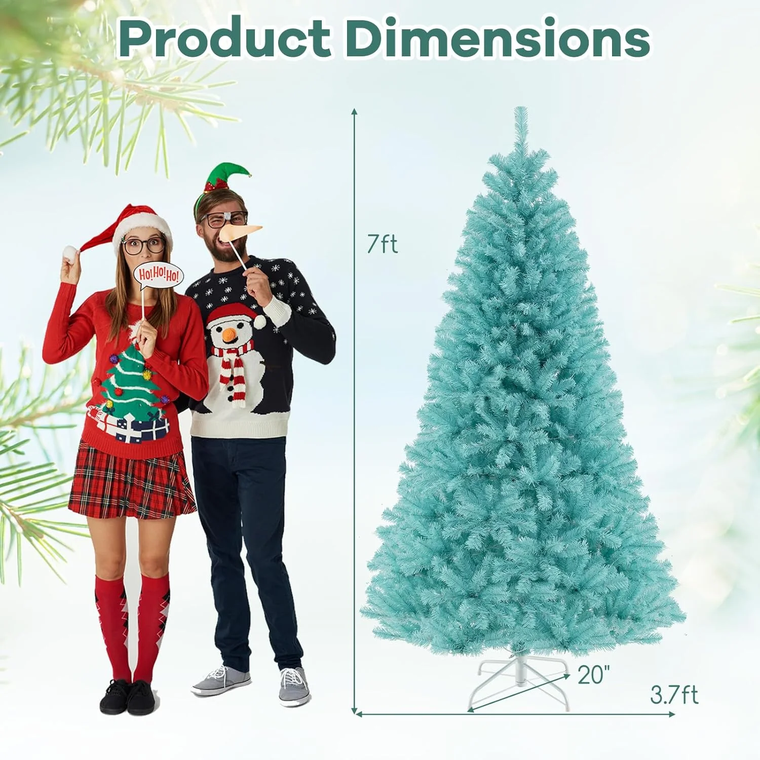 Goplus 6/7 FT Blue Pre-Lit Christmas Tree, Artificial Hinged Xmas Full Tree with 280/380 Warm White LED Lights - Image 10