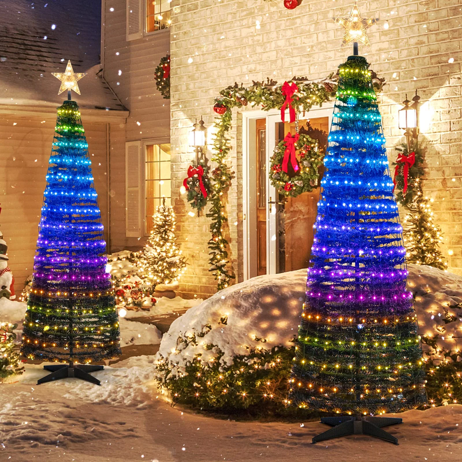 Goplus 6 FT Pop Up Christmas Tree, Pre-Lit Collapsible Xmas Tree with 282 RGB LED Lights - Image 3