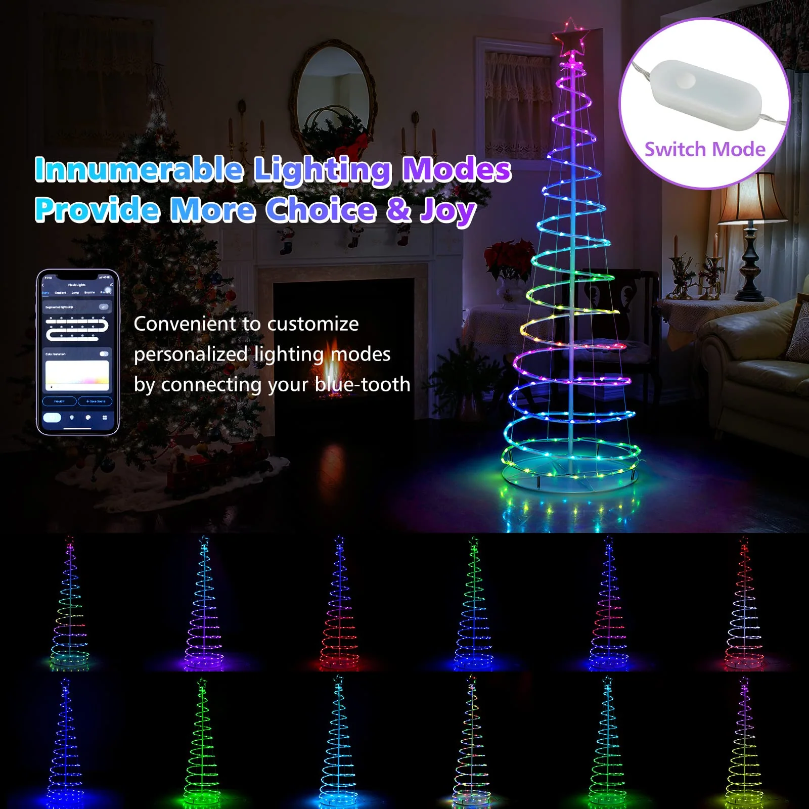 Goplus 6 FT Spiral Christmas Tree, Outdoor Led Christmas Tree with 135 LED Lights - Image 2