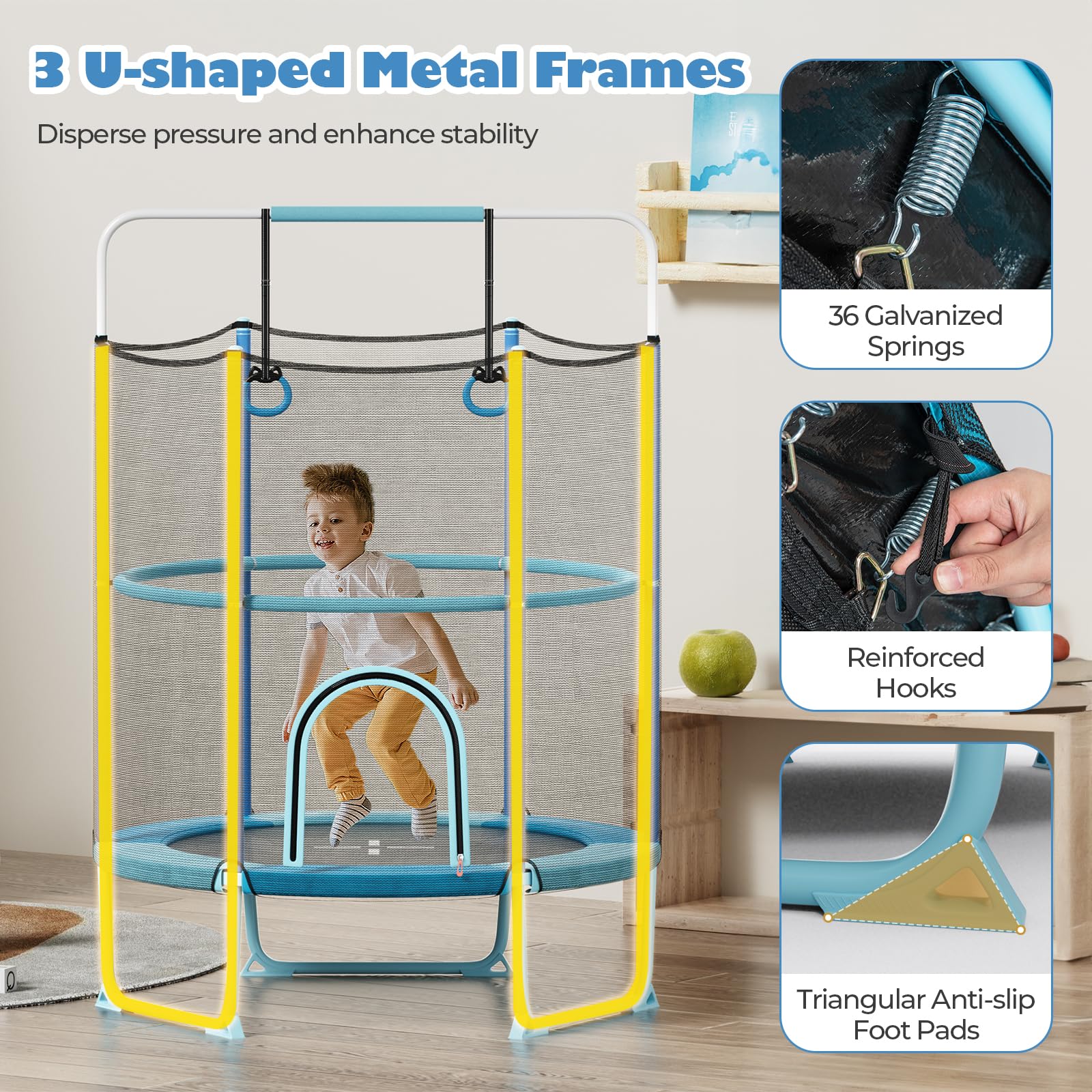 Goplus 60'' Trampoline for Kids, 3-in-1 Toddler Trampoline - Image 8