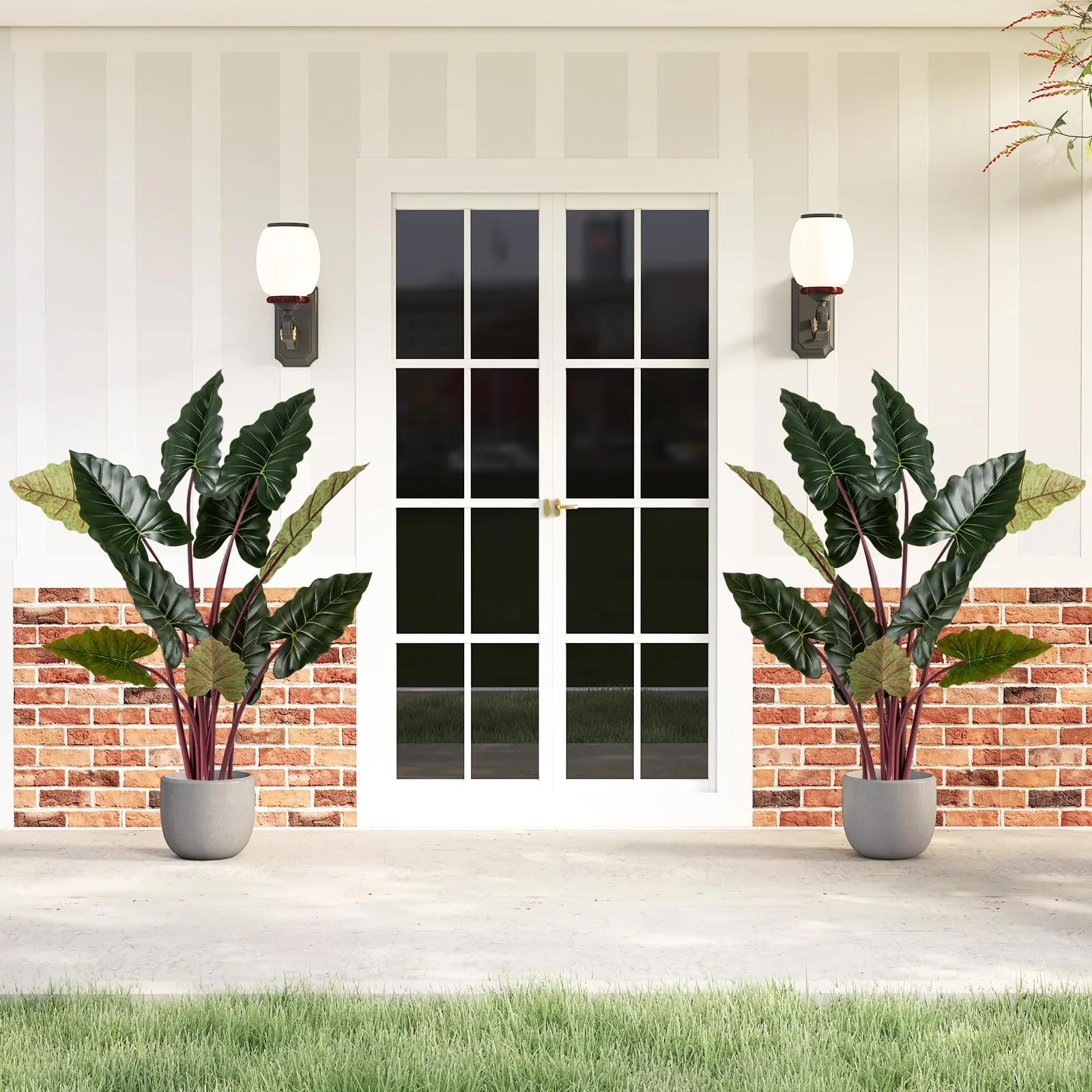 Goplus 63" Tall Fake Pre-Potted Plant w/ 11 Faux Leaves & Bendable Stems - Image 2