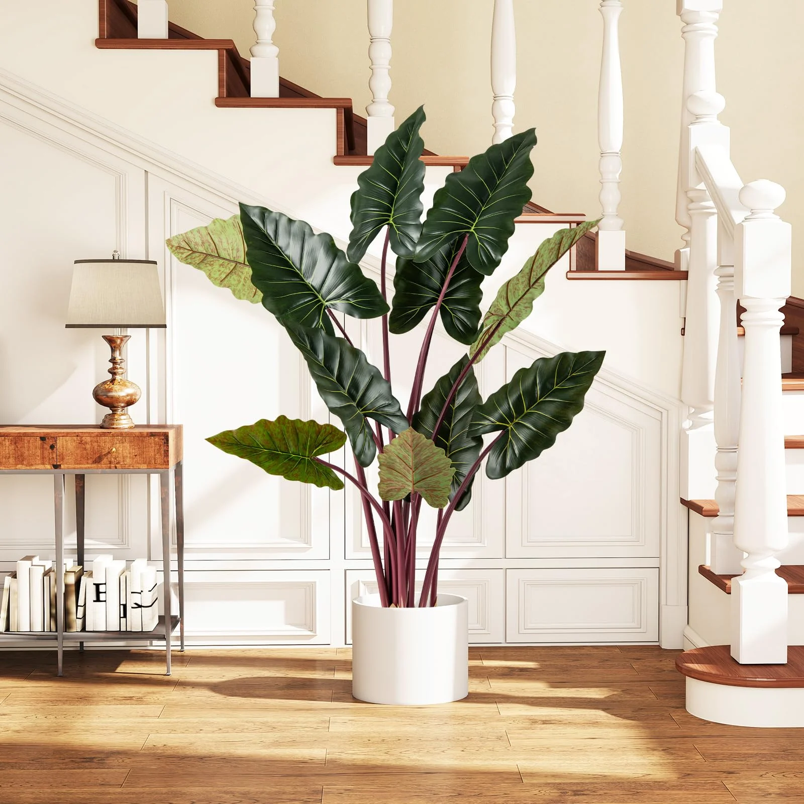 Goplus 63" Tall Fake Pre-Potted Plant w/ 11 Faux Leaves & Bendable Stems - Image 8