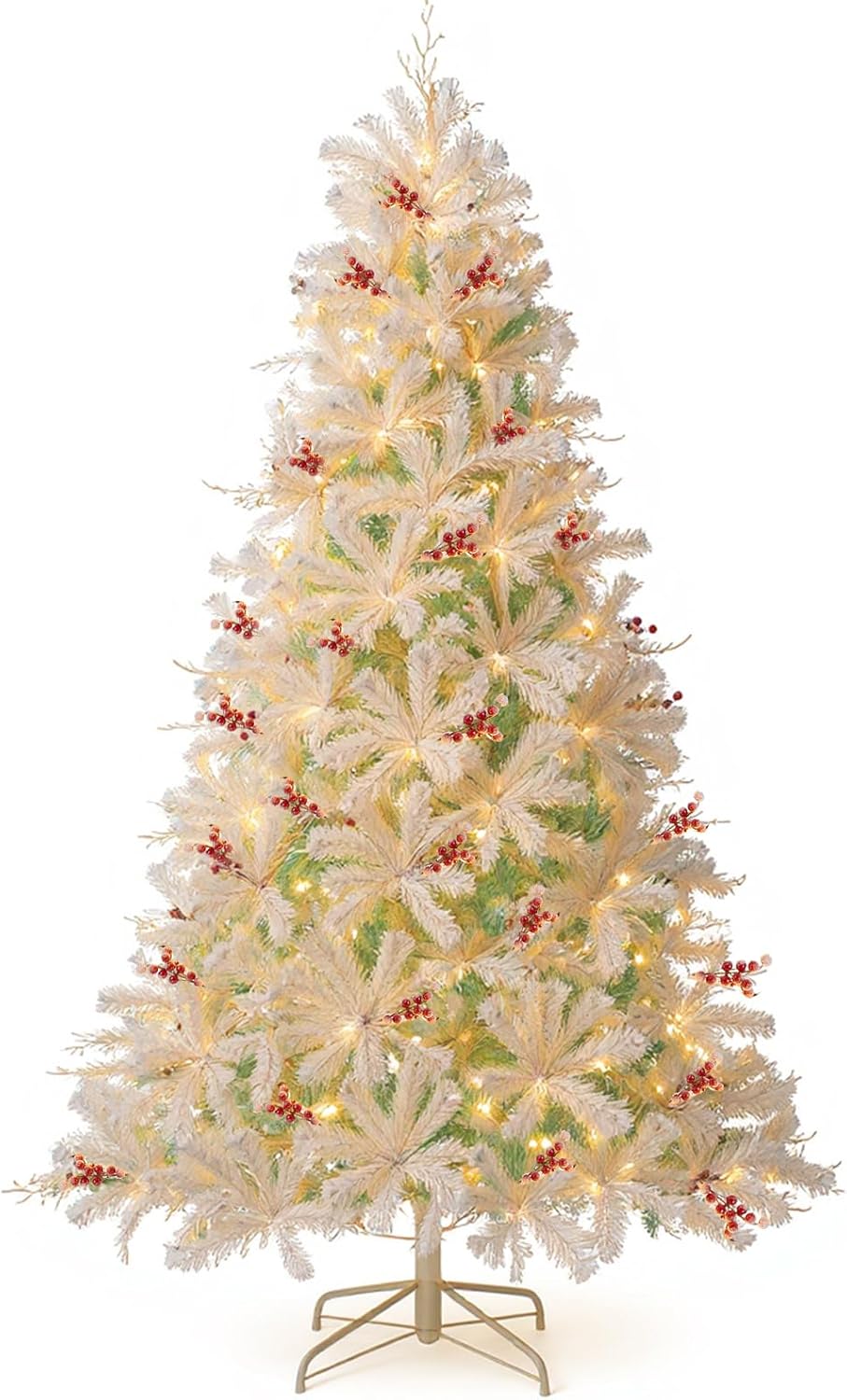 Goplus 6FT / 7FT Hinged Lighted Xmas Tree with Snow Flocked Branch Tips & LED Lights - Image 9