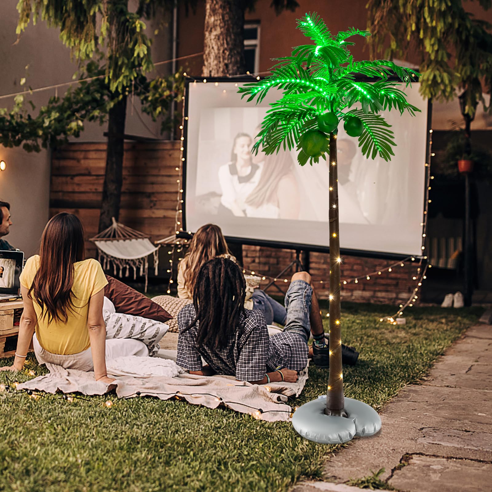 Goplus 6FT Artificial Lighted Palm Tree, Outdoor Light Up Tropical Palm Trees with 309 LED Lights - Image 7