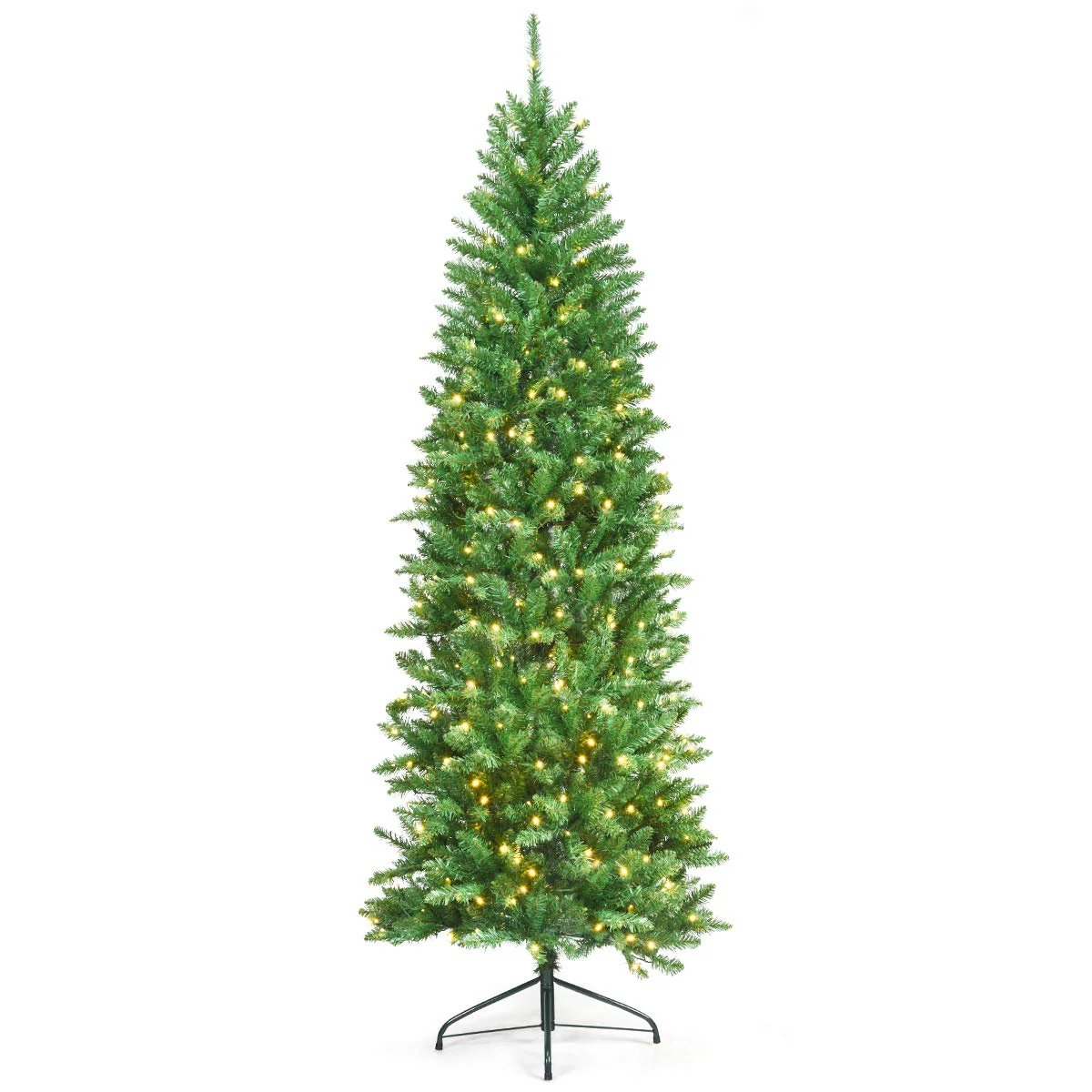 Goplus 6ft Pre-lit Artificial Christmas Tree, Hinged Fir Pencil Christmas Tree with 250 LED Lights - Image 10