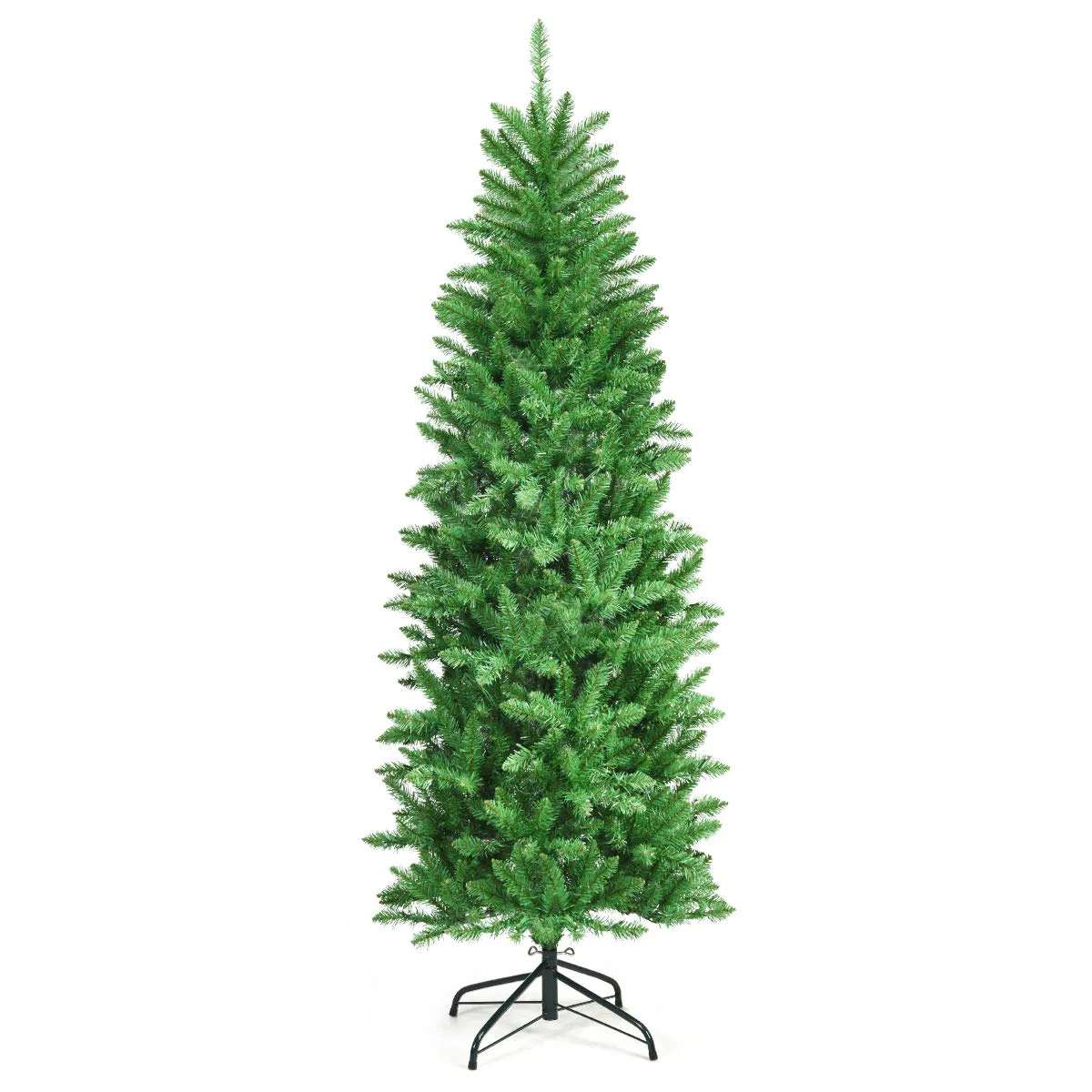 Goplus 6ft Pre-lit Artificial Christmas Tree, Hinged Fir Pencil Christmas Tree with 250 LED Lights - Image 9