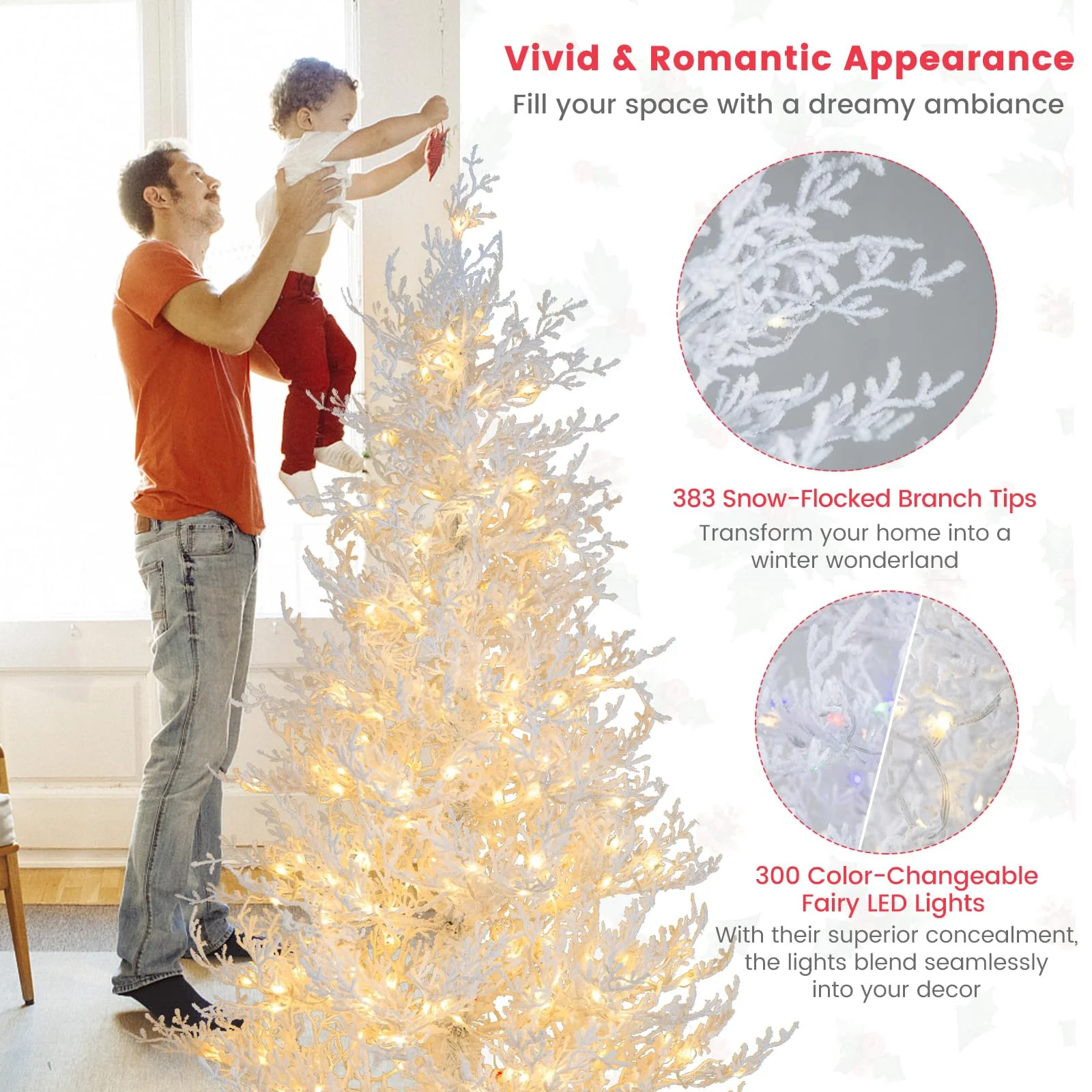 Goplus 6ft Pre-Lit Artificial Christmas Tree with 300 Multi-Color & Warm-White Fairy LED Lights - Image 5