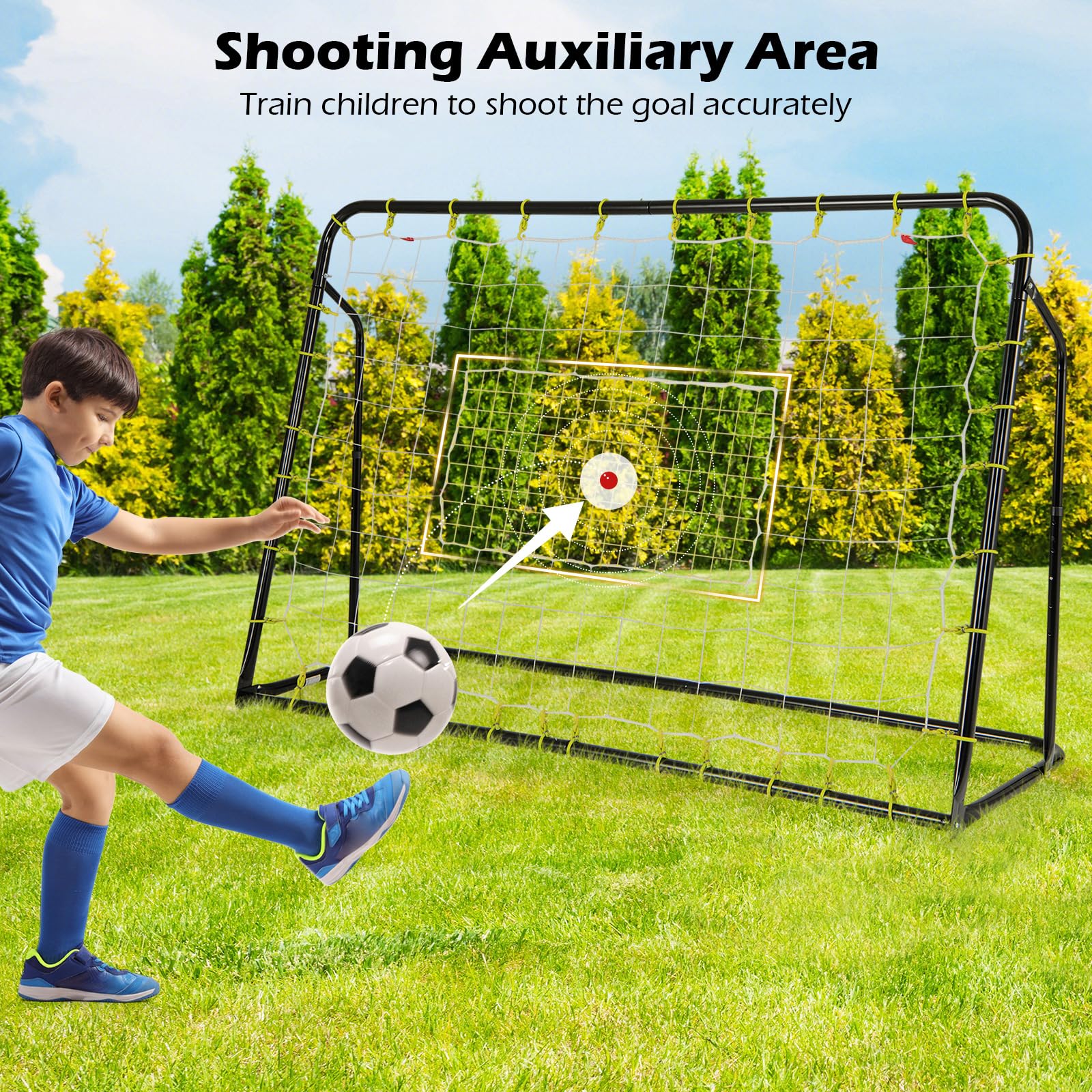 Goplus 6FT x4FT Soccer Net, 2 in 1 Soccer Rebounder Soccer Goal w/Shooting Auxiliary Area - Image 3