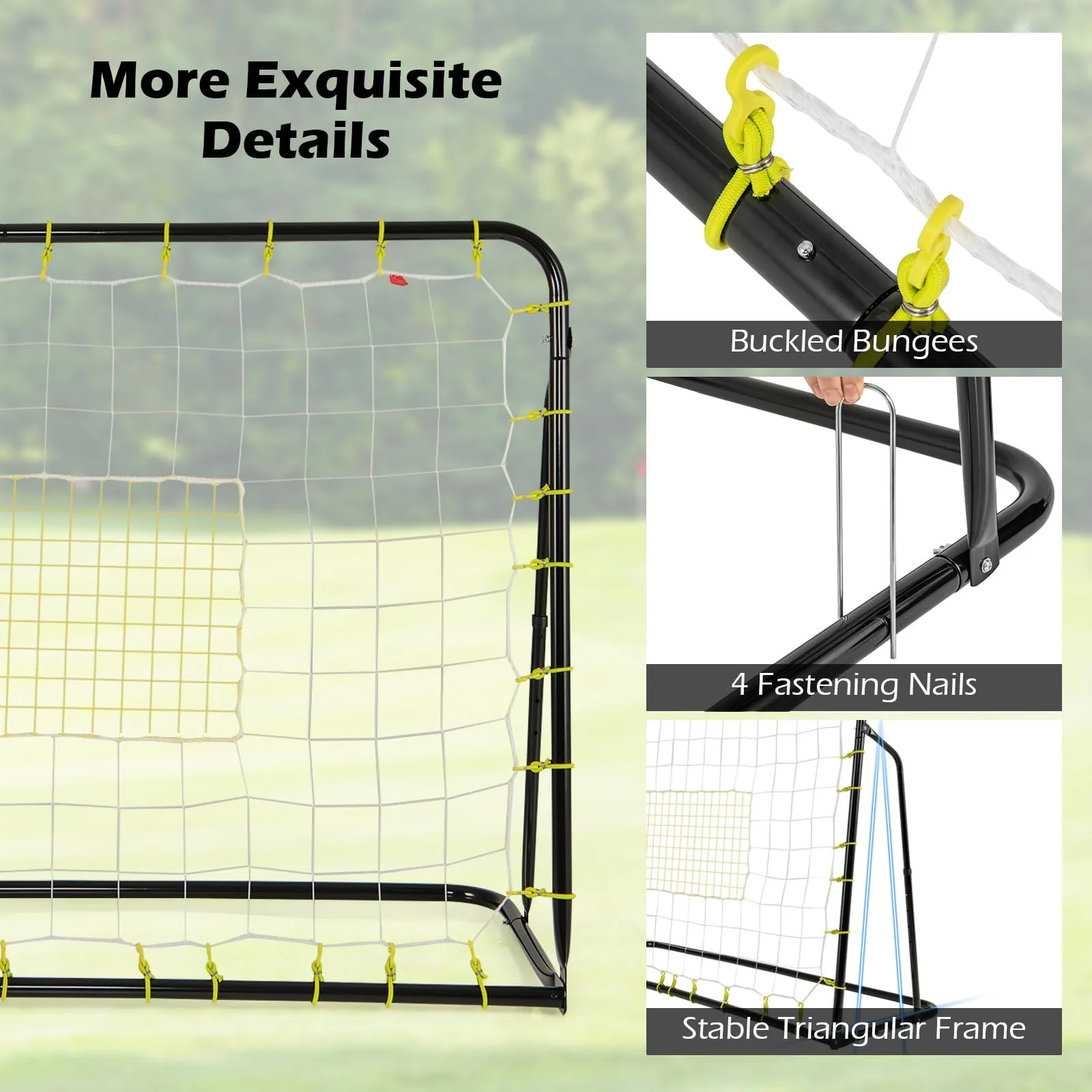 Goplus 6FT x4FT Soccer Net, 2 in 1 Soccer Rebounder Soccer Goal w/Shooting Auxiliary Area - Image 5