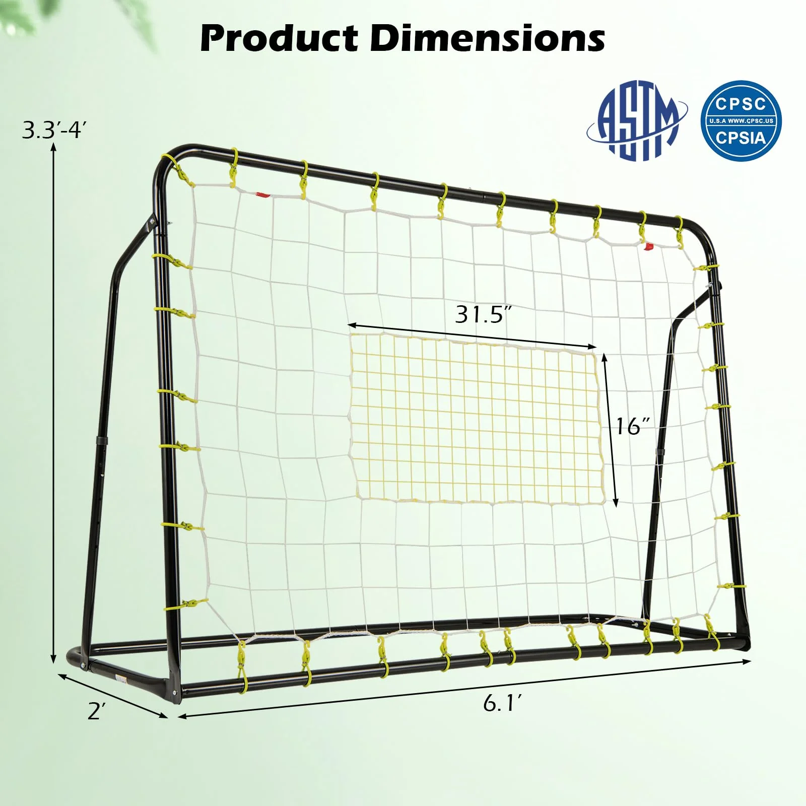 Goplus 6FT x4FT Soccer Net, 2 in 1 Soccer Rebounder Soccer Goal w/Shooting Auxiliary Area - Image 7