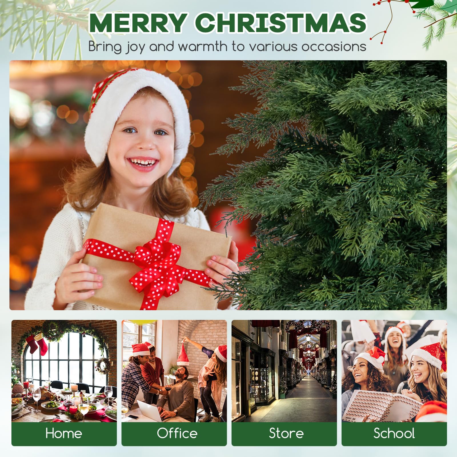 Goplus 7.5ft Artificial Christmas Tree, Unlit Green Hinged Xmas Full Tree with 1019 Lush Branch Tips - Image 6