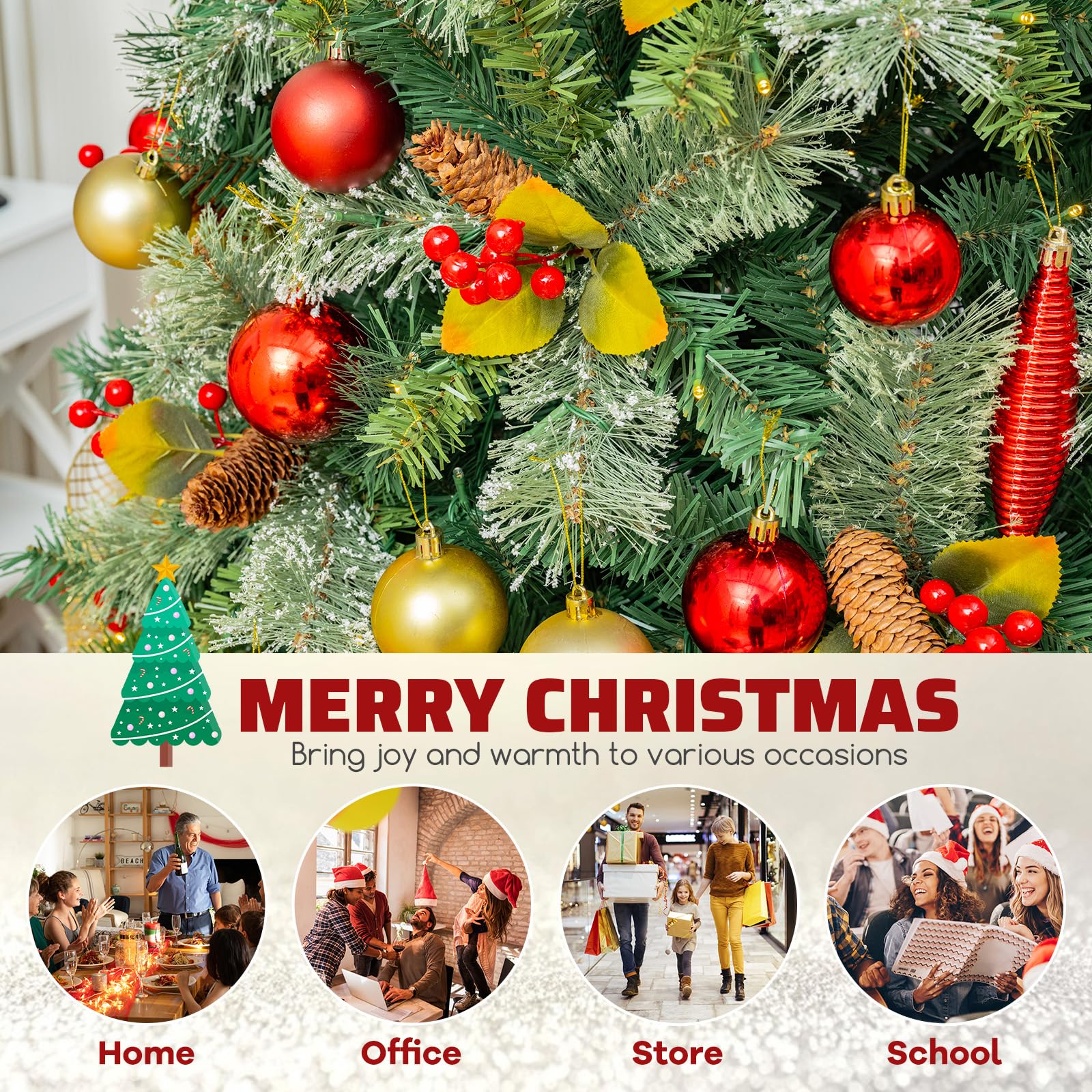Goplus 7.5ft Pre-Lit Artificial Christmas Tree, Hinged Xmas Tree with 1096 PVC & Pine Needles - Image 8