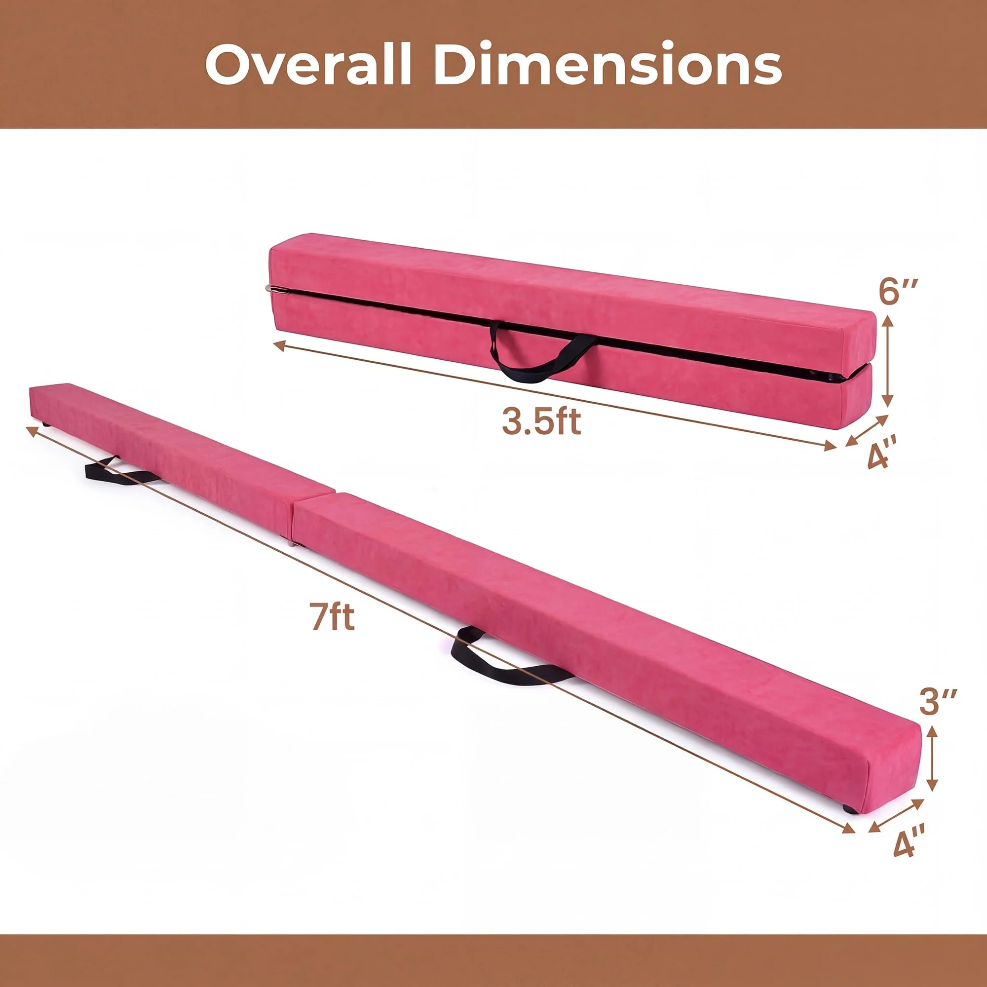 Goplus 7 FT Gymnastics Balance Beam Foldable Non-Slip Foam Floor Beam - Image 3