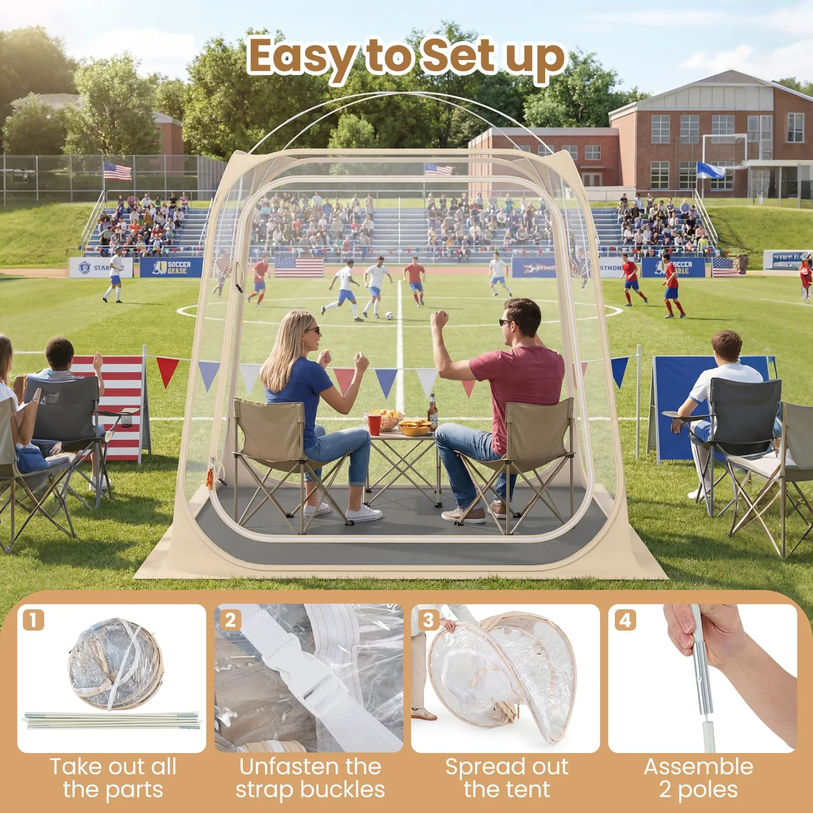 Goplus 7 x 7 FT All Weather Pod Sports Tent for 2-4 People - Image 8