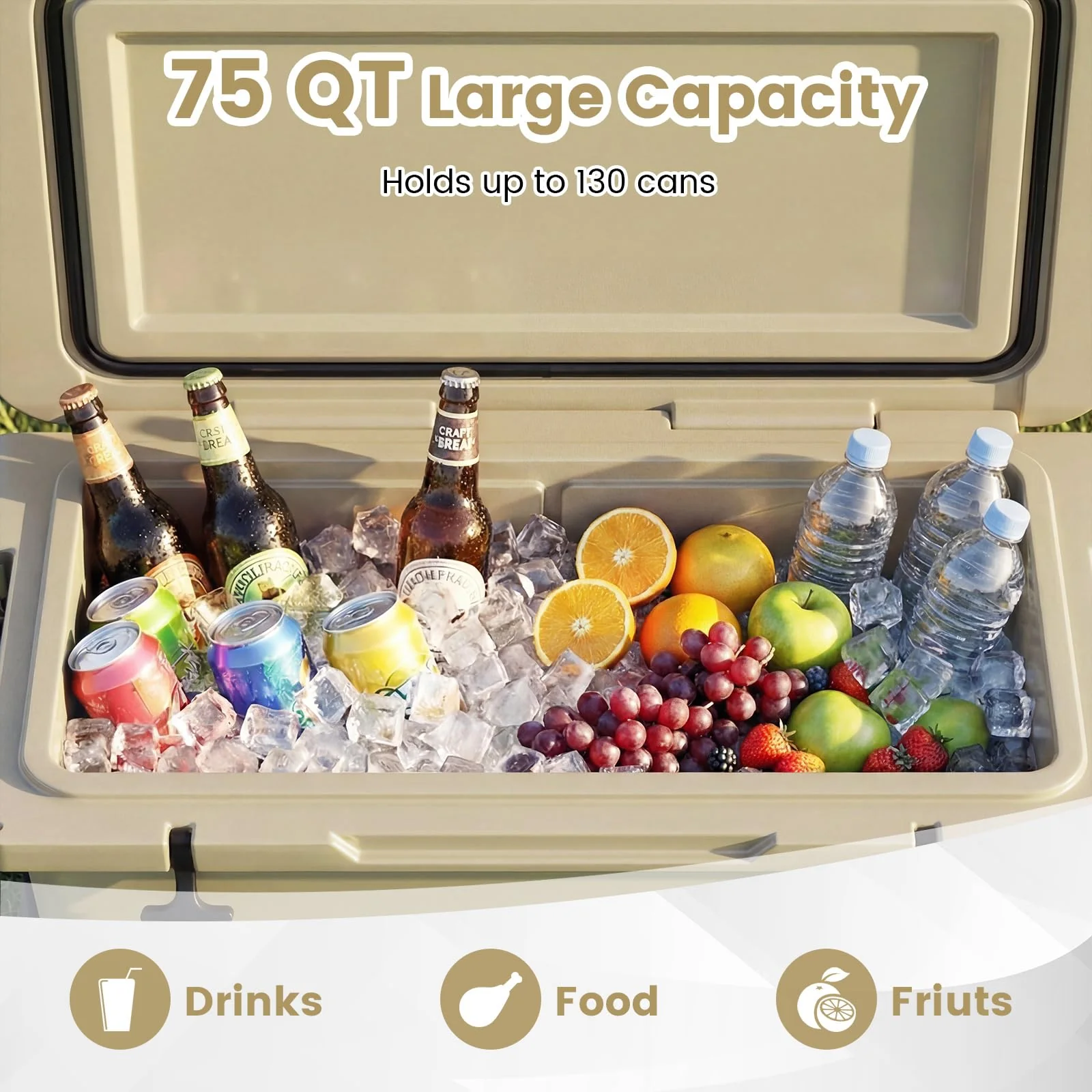 Goplus 75QT Portable Hard Cooler w/6-Day Ice Retention Pull Handle Wheels - Image 4